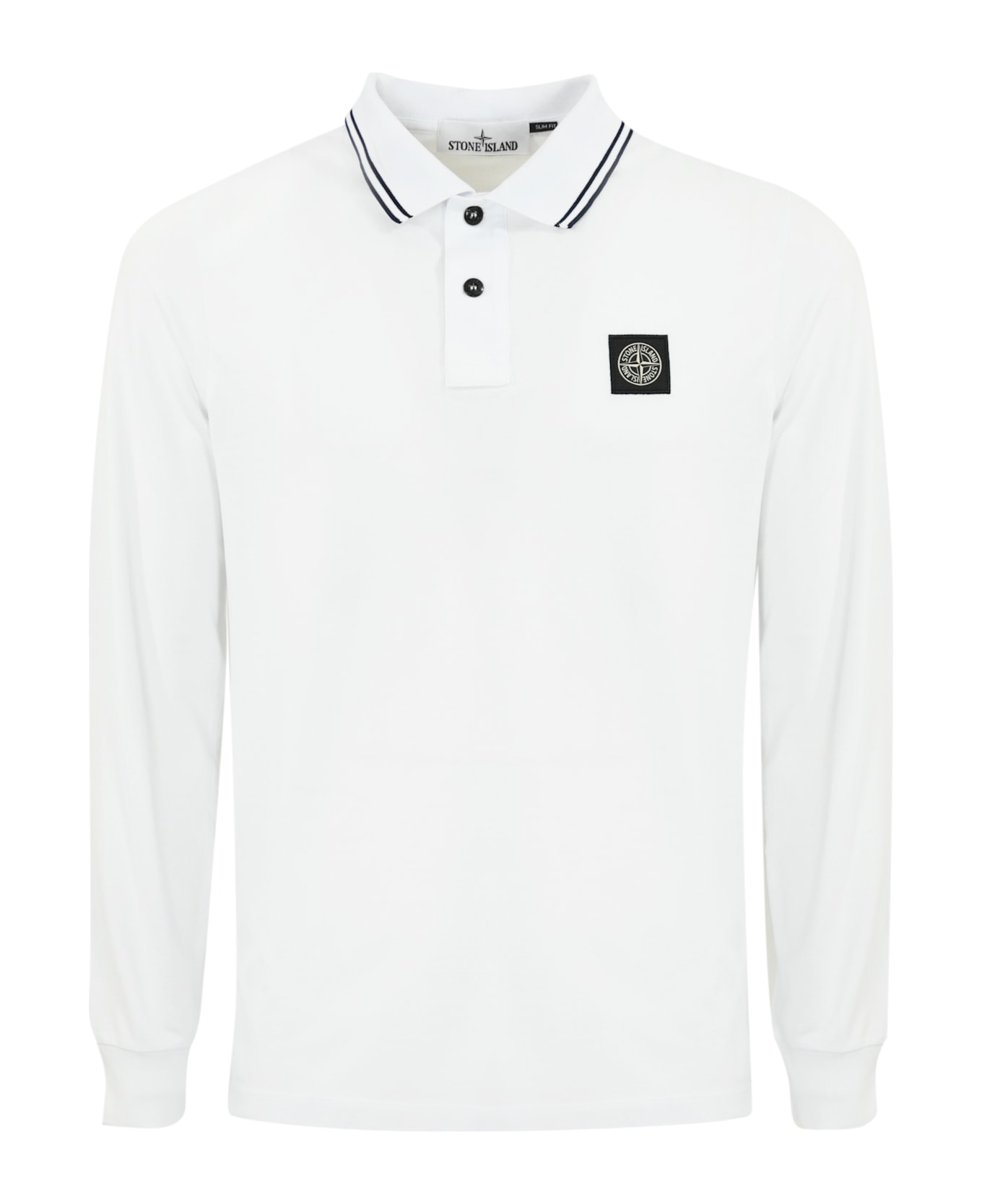 Stone Island 2sl18 Polo Shirt In Cotton Pique - White