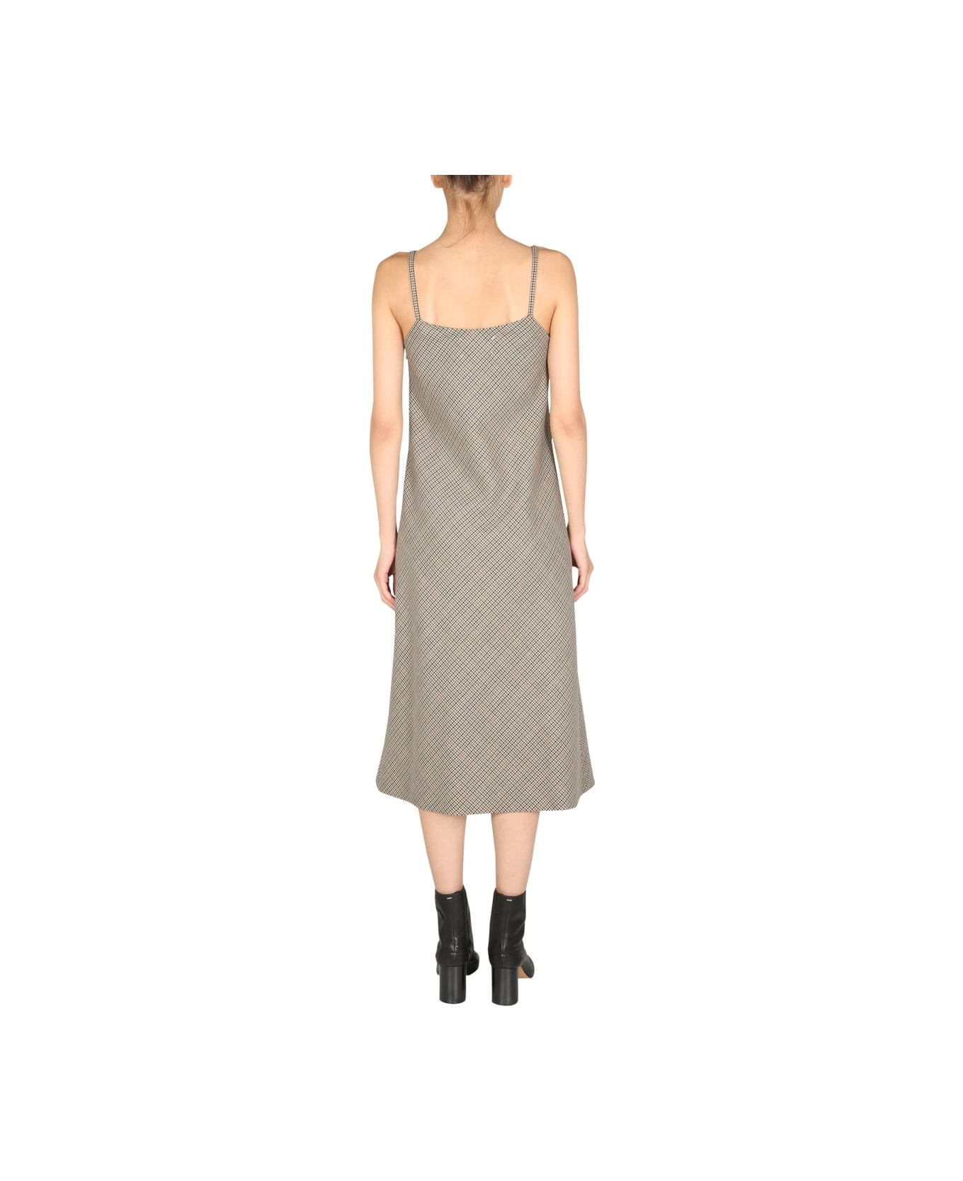 Maison Margiela Dress With Pied De Poule Pattern - BROWN
