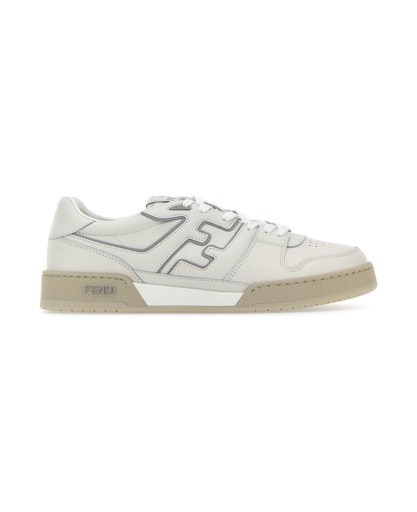 関税込！【FENDI】CREAM 100% COTTON 100%LEATHER SNEAKERS Fendi - Fendi Step leather low-top sneakers Beige - The Corner
