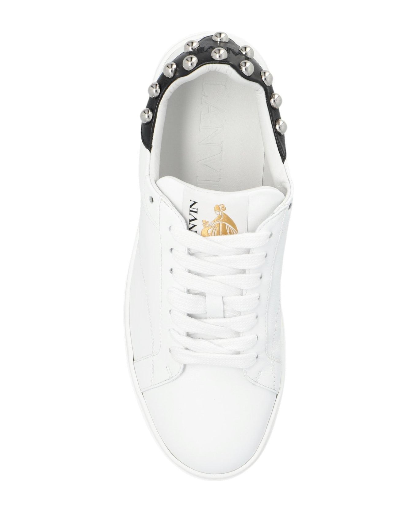 Lanvin Round Toe Lace-up Sneakers - White Silver