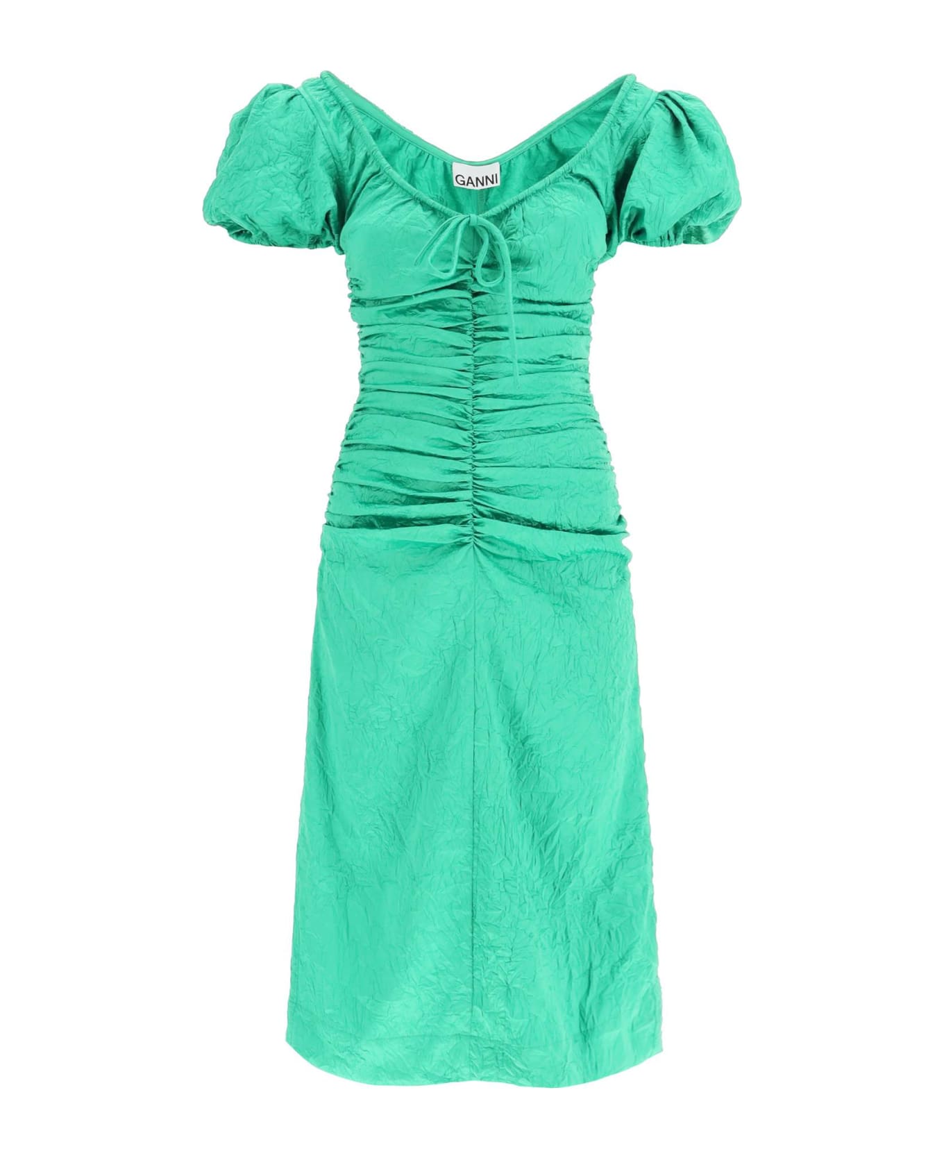 Ganni Dress In Green Polyester - BRIGHT GREEN