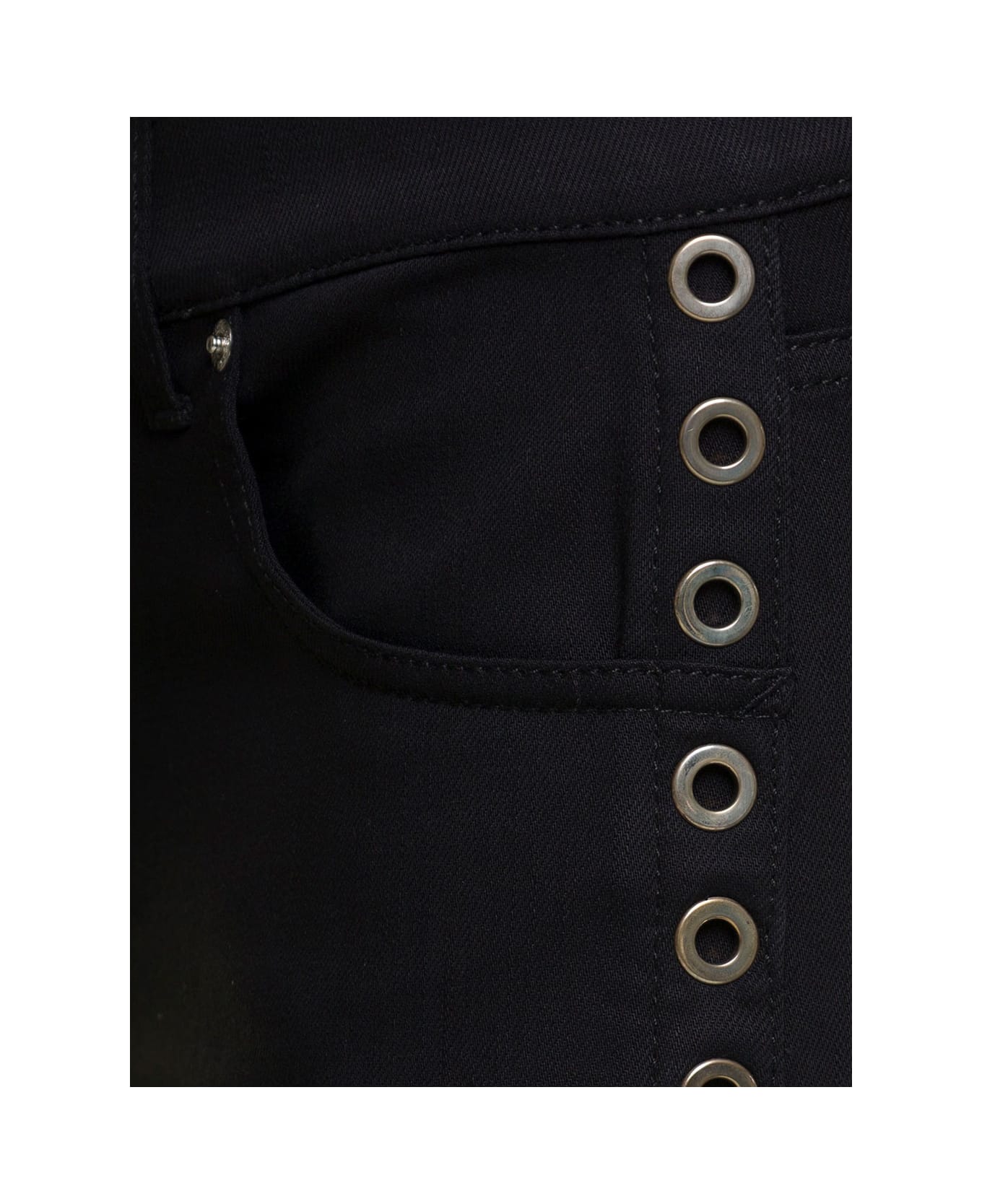 Alexander McQueen Black Skinny Jeans With Eyelet Detailing In Cotton Denim Man Alexander Mcqueen - Black