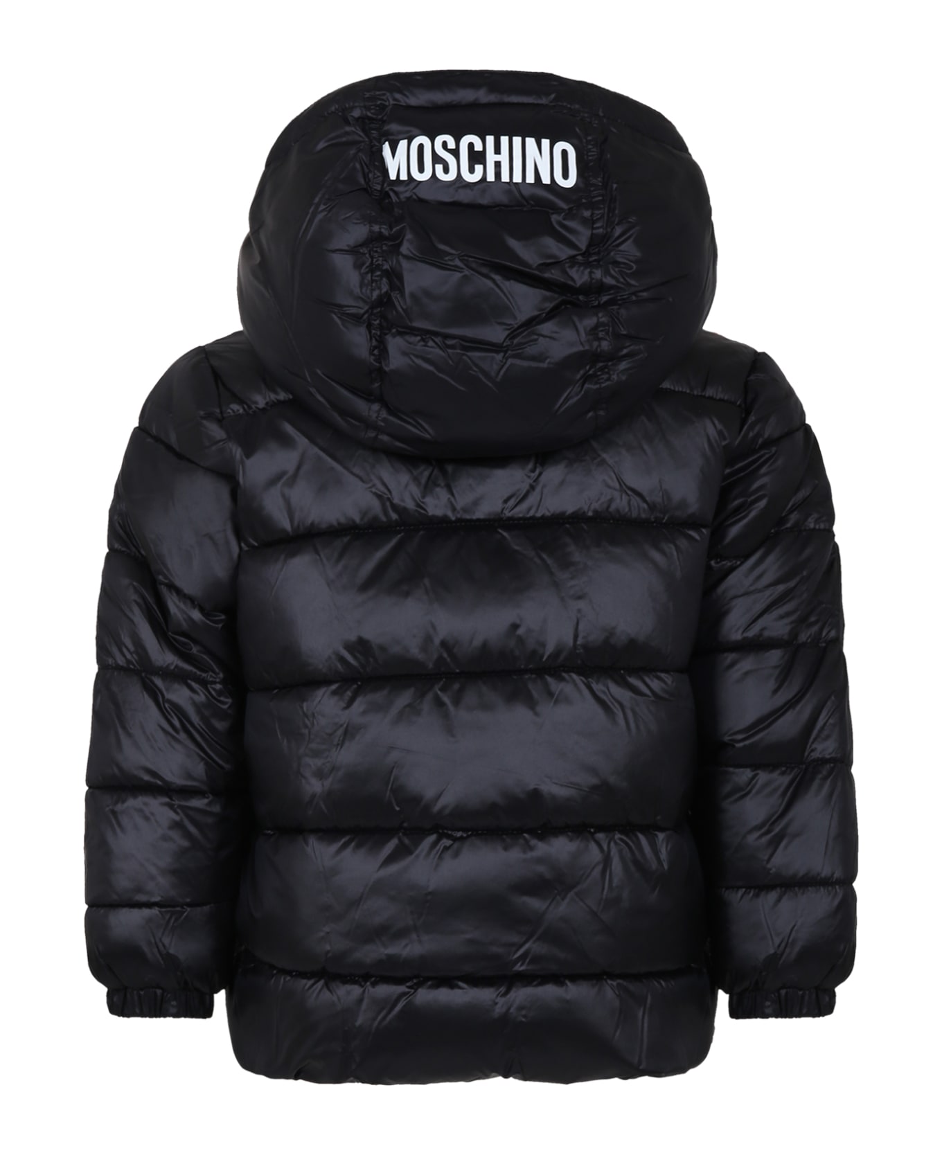 Moschino Black Down Jacket For Boy With Teddy Bears And Logo - Black