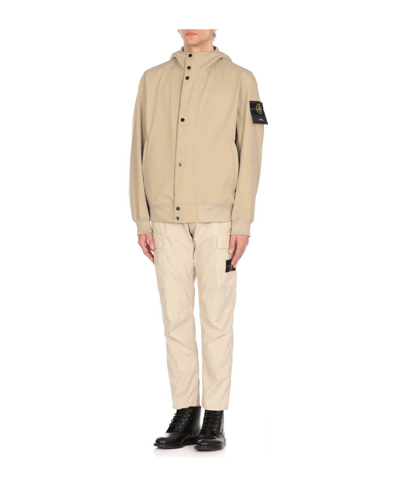 Stone Island Jacket With Logo - Beige