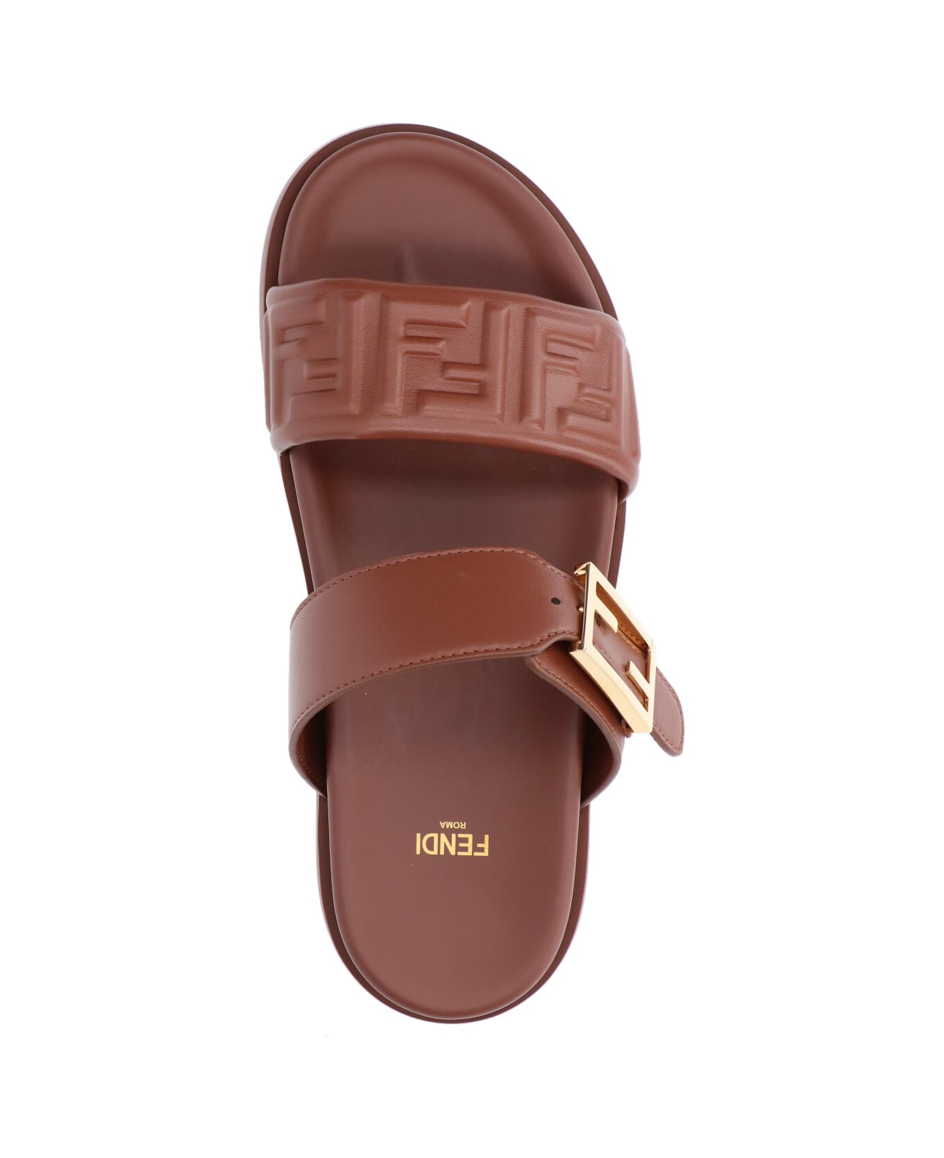 Fendi 'feel' Slide Sandals - Jlk Brown+brown