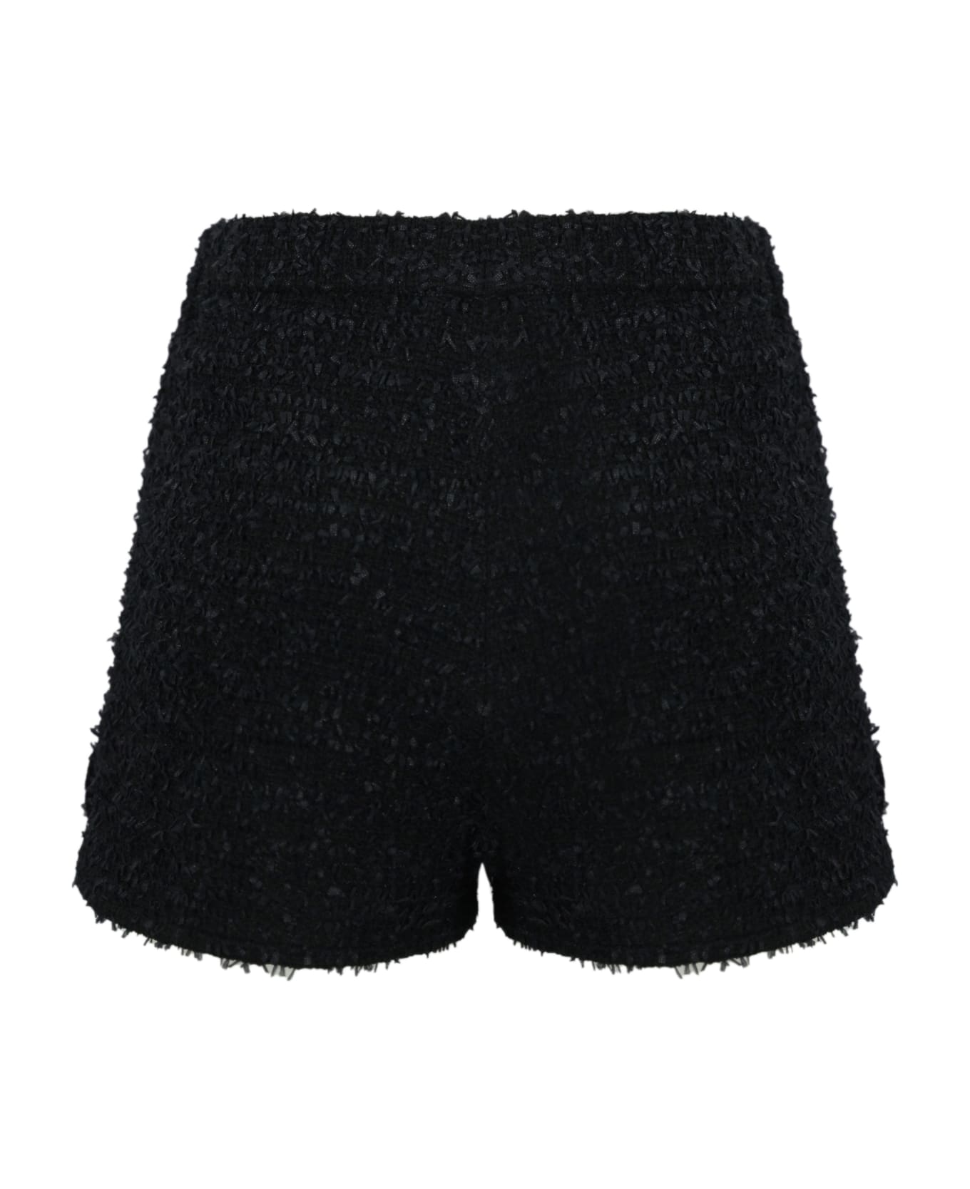 Elisabetta Franchi Tweed Shorts With Logo Chain - Nero ショートパンツ