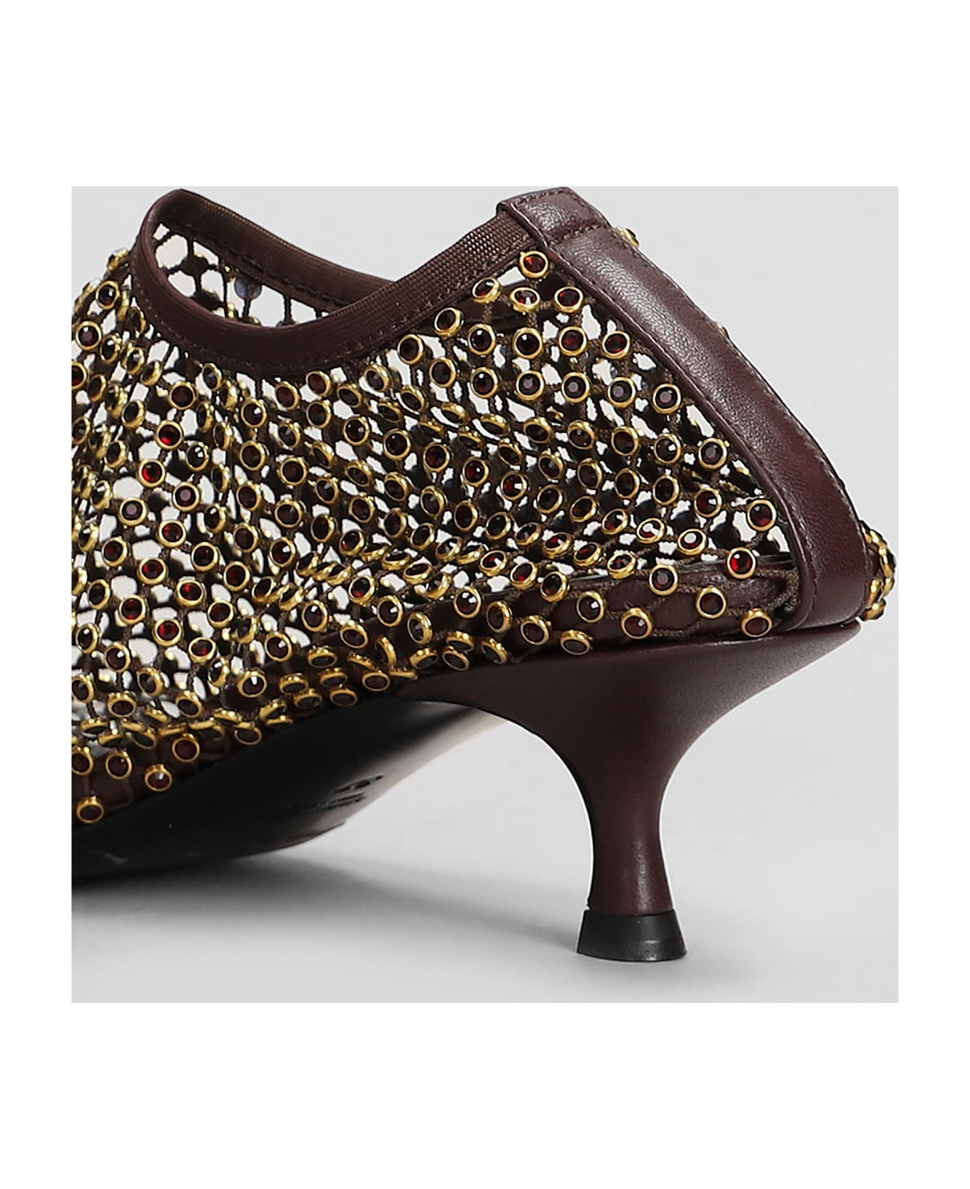 Christopher Esber Minette Crystal Micr Low Heels Ankle Boots In Brown Nylon - brown