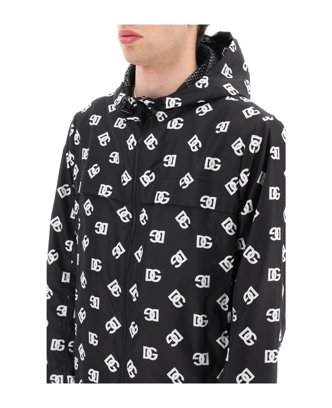 Dolce 
Gabbana Black Nylon Jacket - DG BIANCO FDONERO (Black)