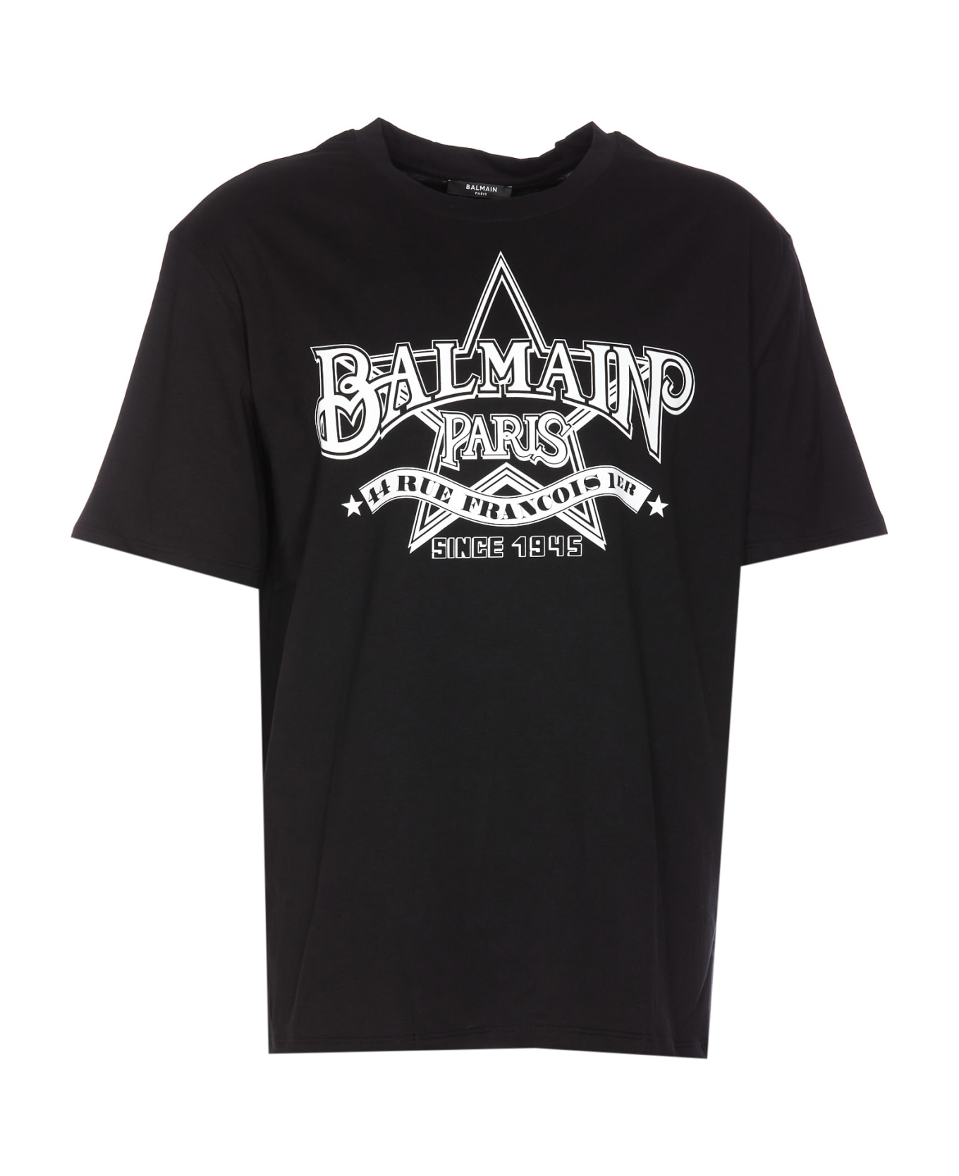 Balmain Star Print Logo T-shirt - Black