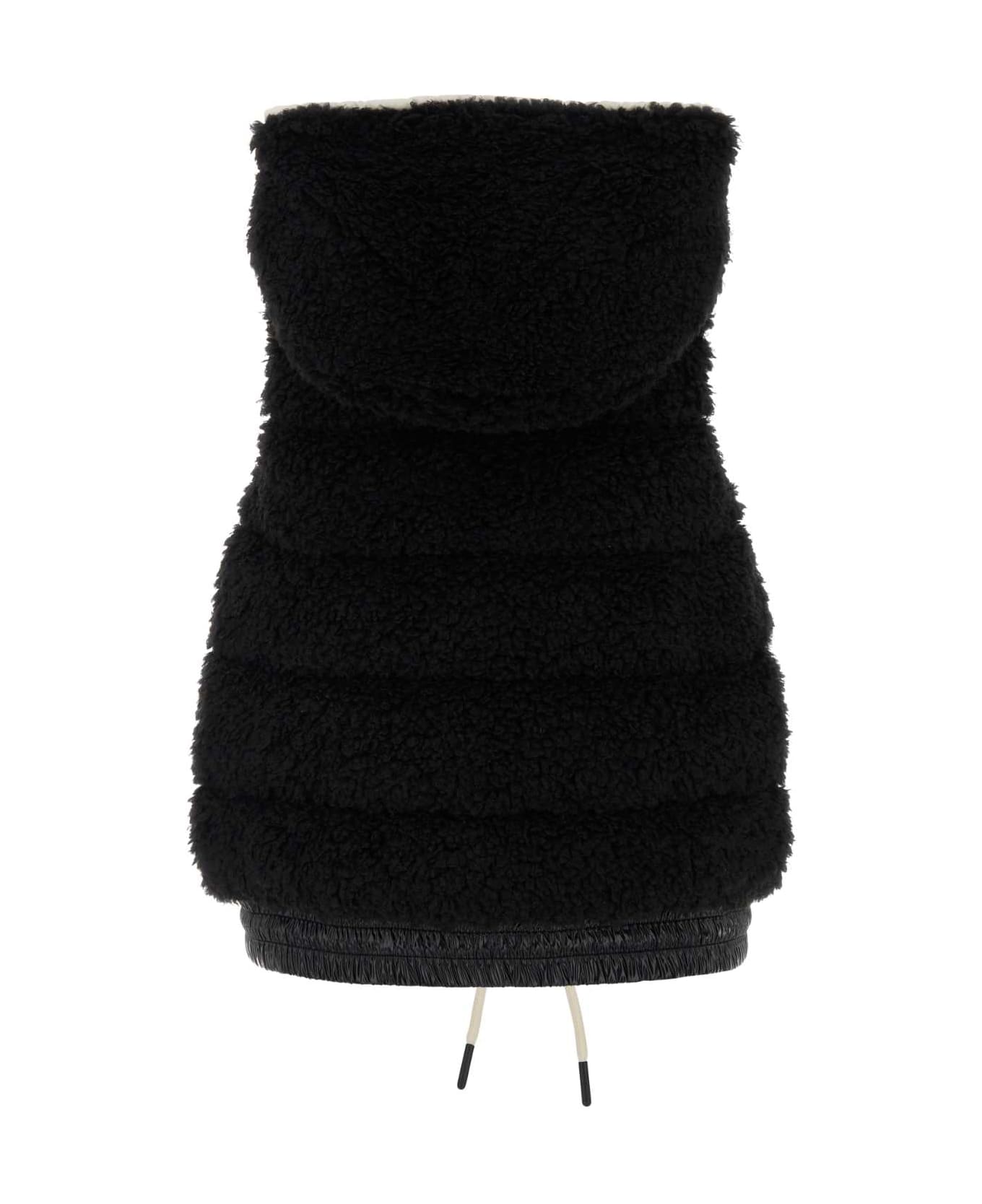 Moncler Grenoble Black Teddy Fabric Sleeveless Down Jacket - 999
