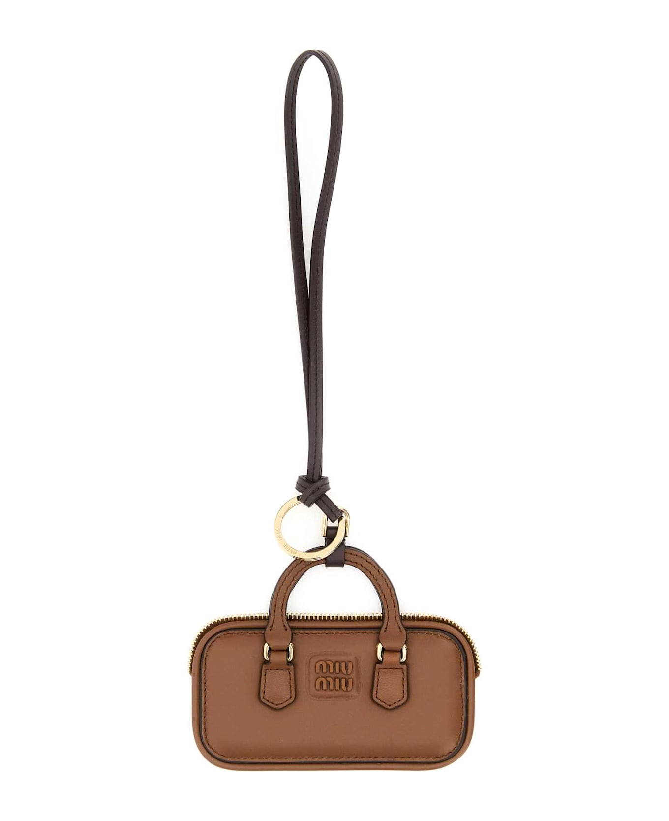 Miu Miu Caramel Leather Keyring - COGNAC