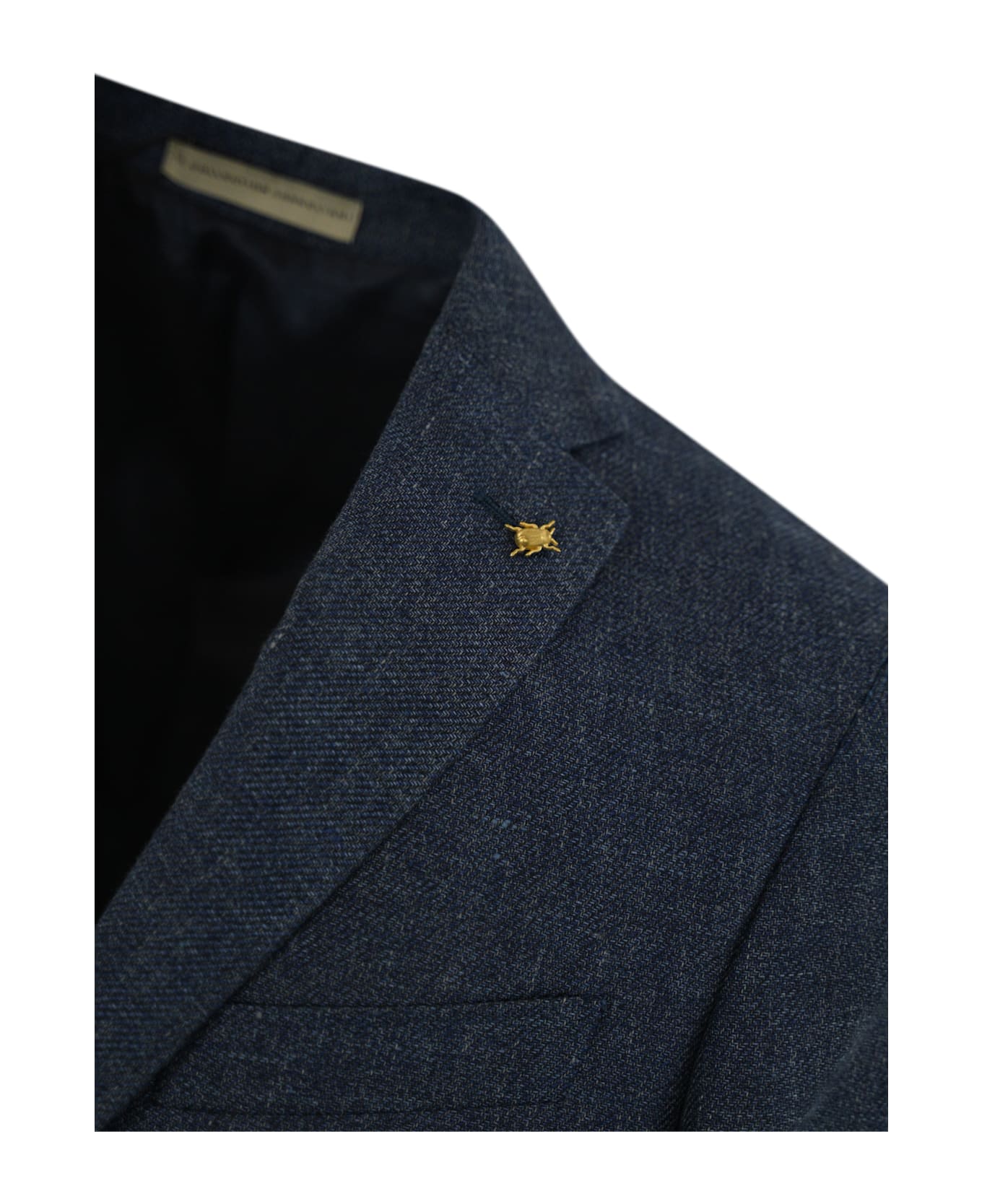 Corneliani Single-breasted Jacket In Linen And Lyocell - Blu
