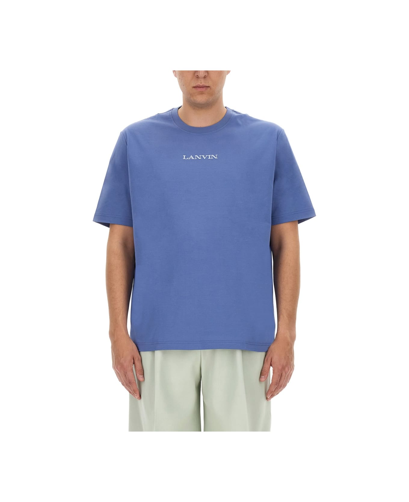 Lanvin Cornflower Embroidered Straight Fit T-shirt - Blue