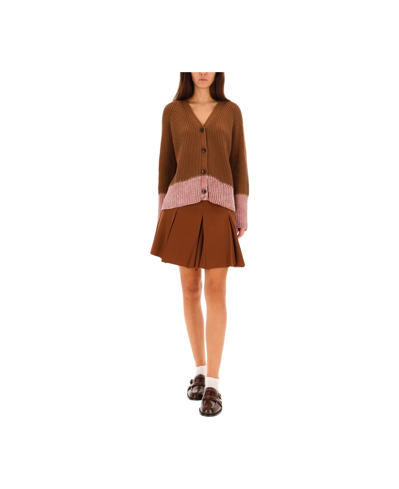 Marni Cardigan With "color Block" Pattern - BROWN