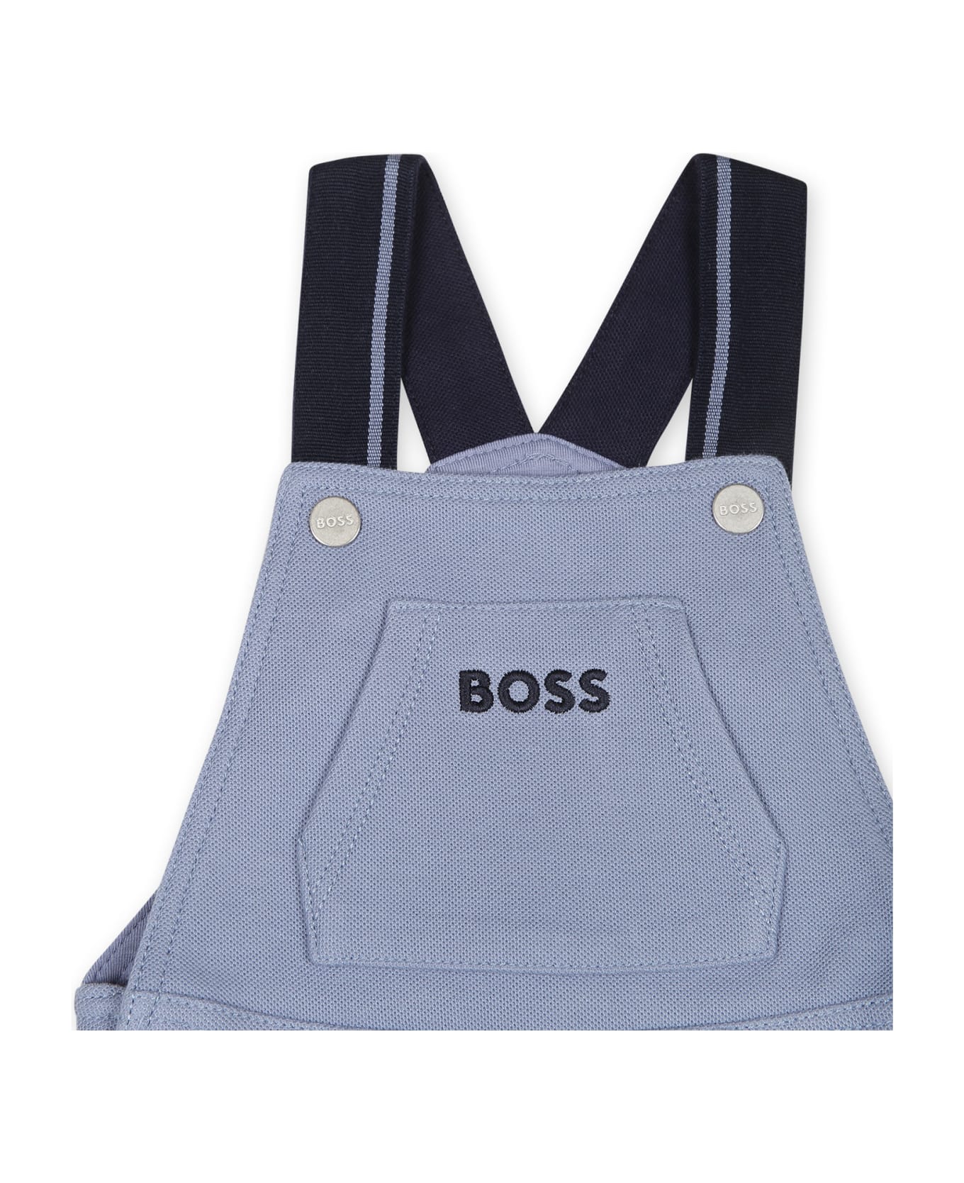 Hugo Boss Light Blue Dungarees For Baby Boy With Logo - Light Blue