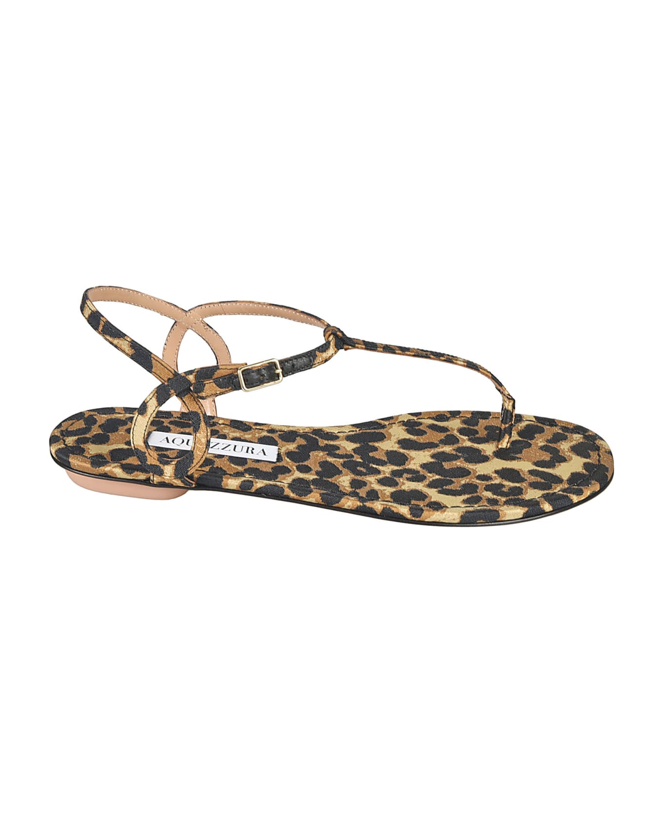Aquazzura Leopard Bare Flat Sandals - Caramel