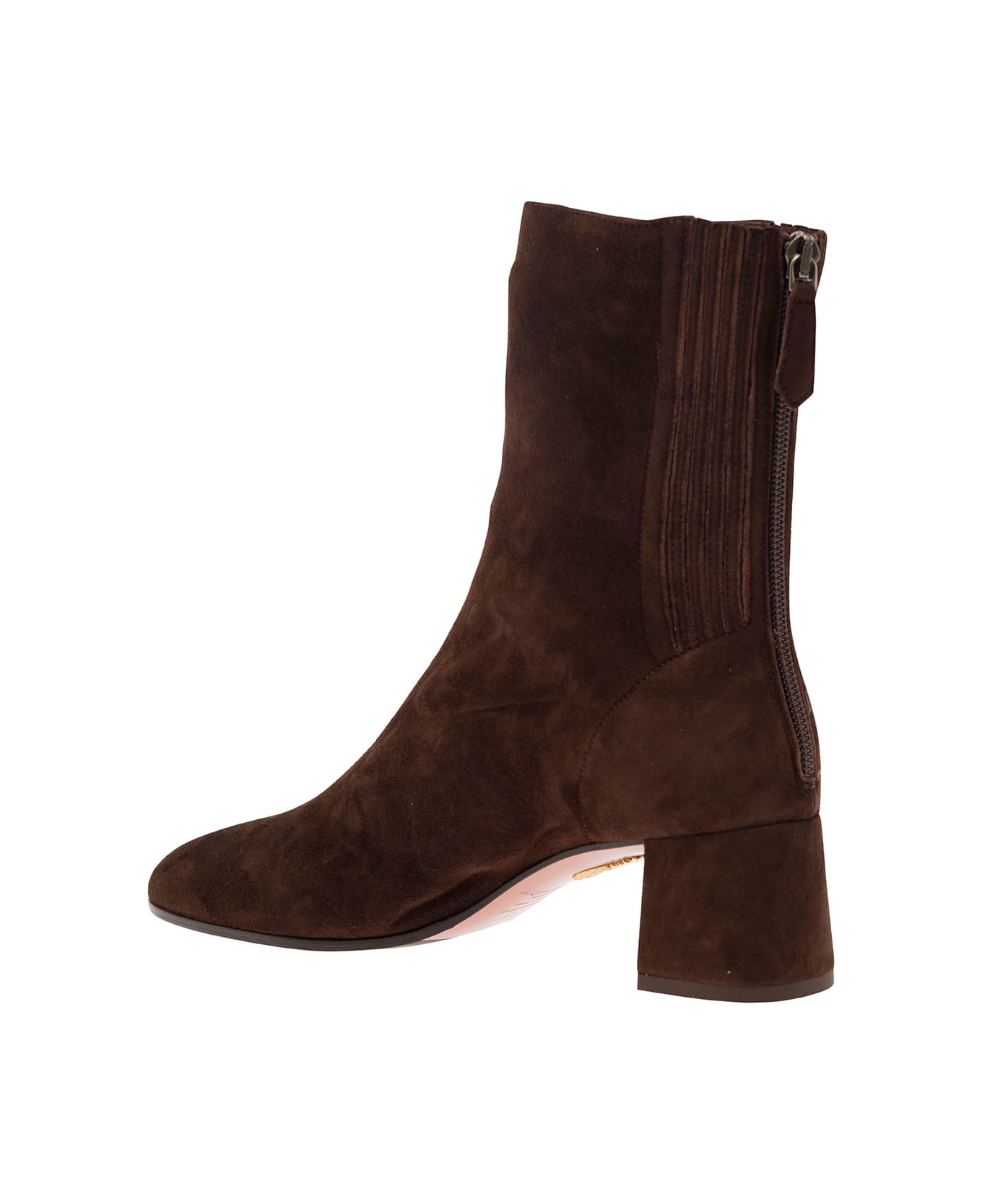 Aquazzura 'saint Honorè' Brown Bootie With Block Heel In Suede Woman - ESPRESSO