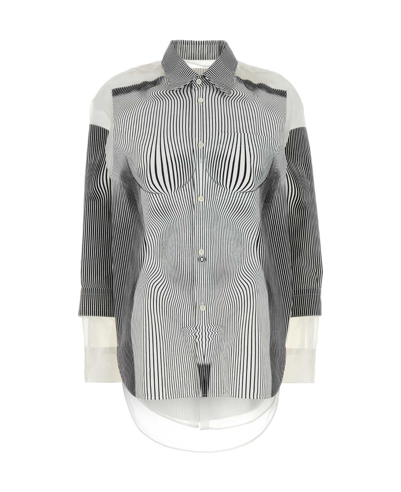 Jean Paul Gaultier Printed Organza E Polyester Oversize Shirt - BLACKWHITE
