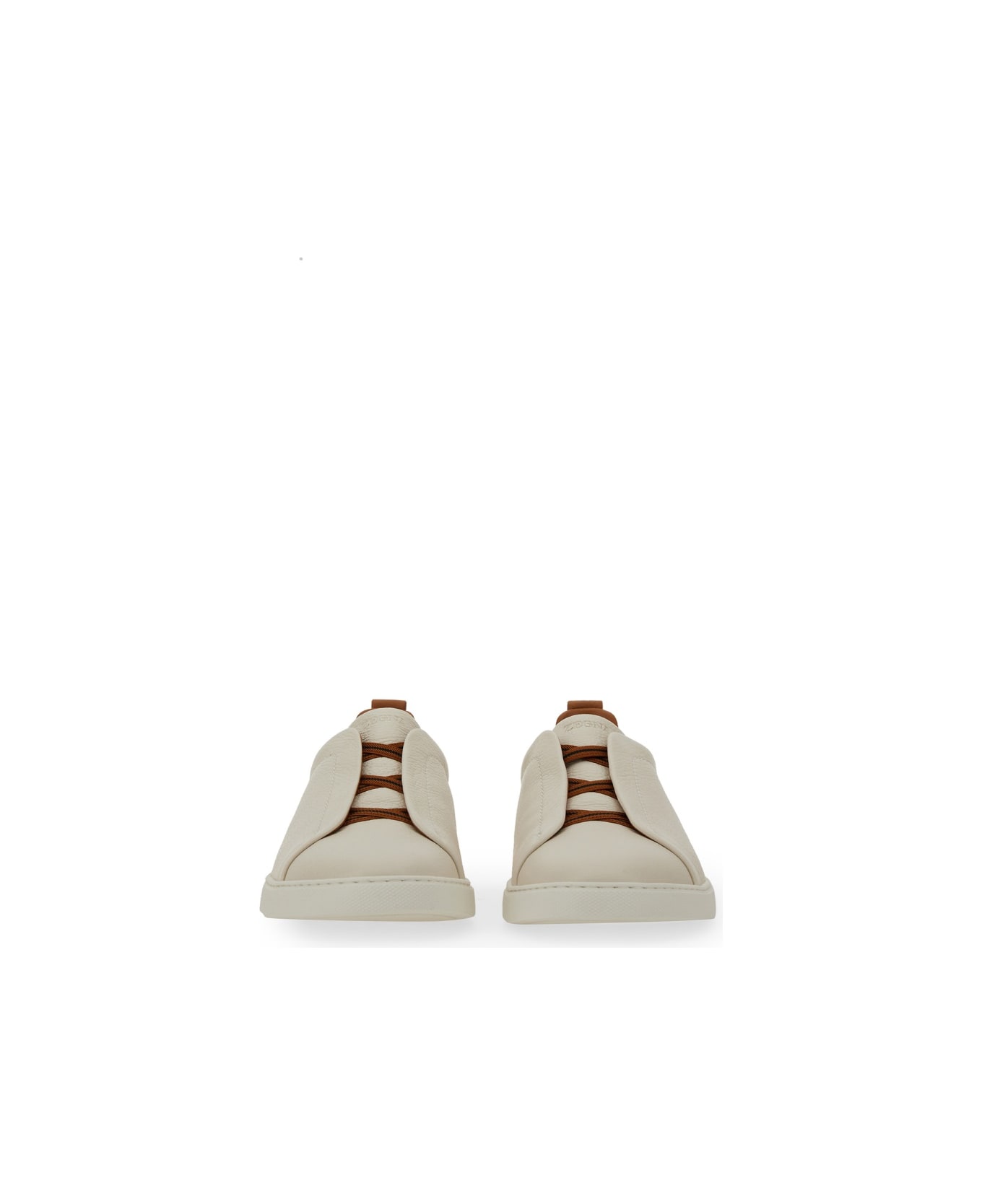 Zegna Low Top Sneaker With Triple Stitch - BEIGE