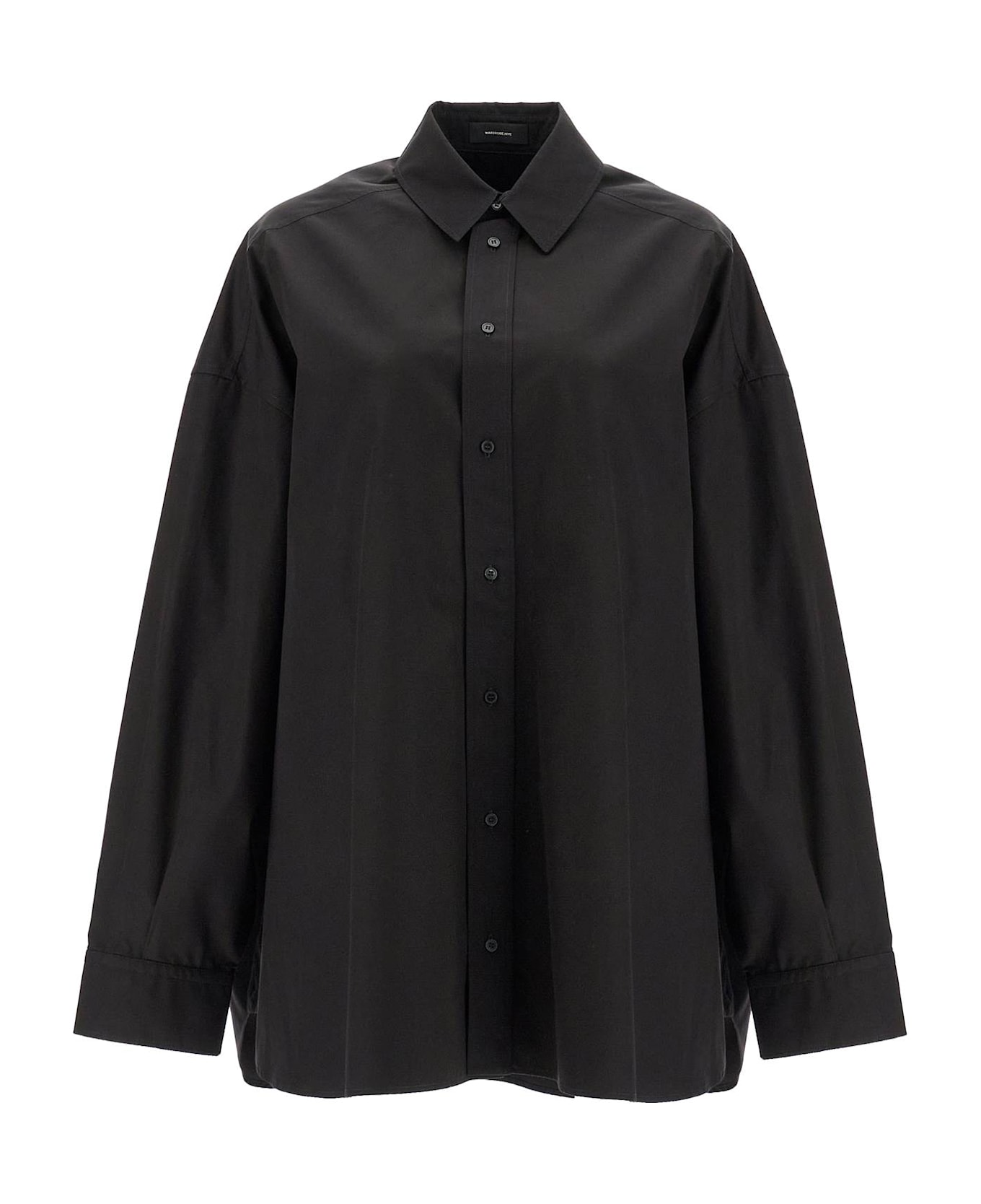 WARDROBE.NYC Mini Shirt Dress With Button Closure - BLACK (Black)