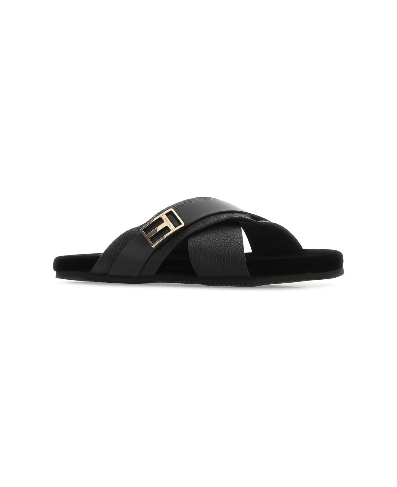 Tom Ford Black Leather Slippers - U9000 その他各種シューズ