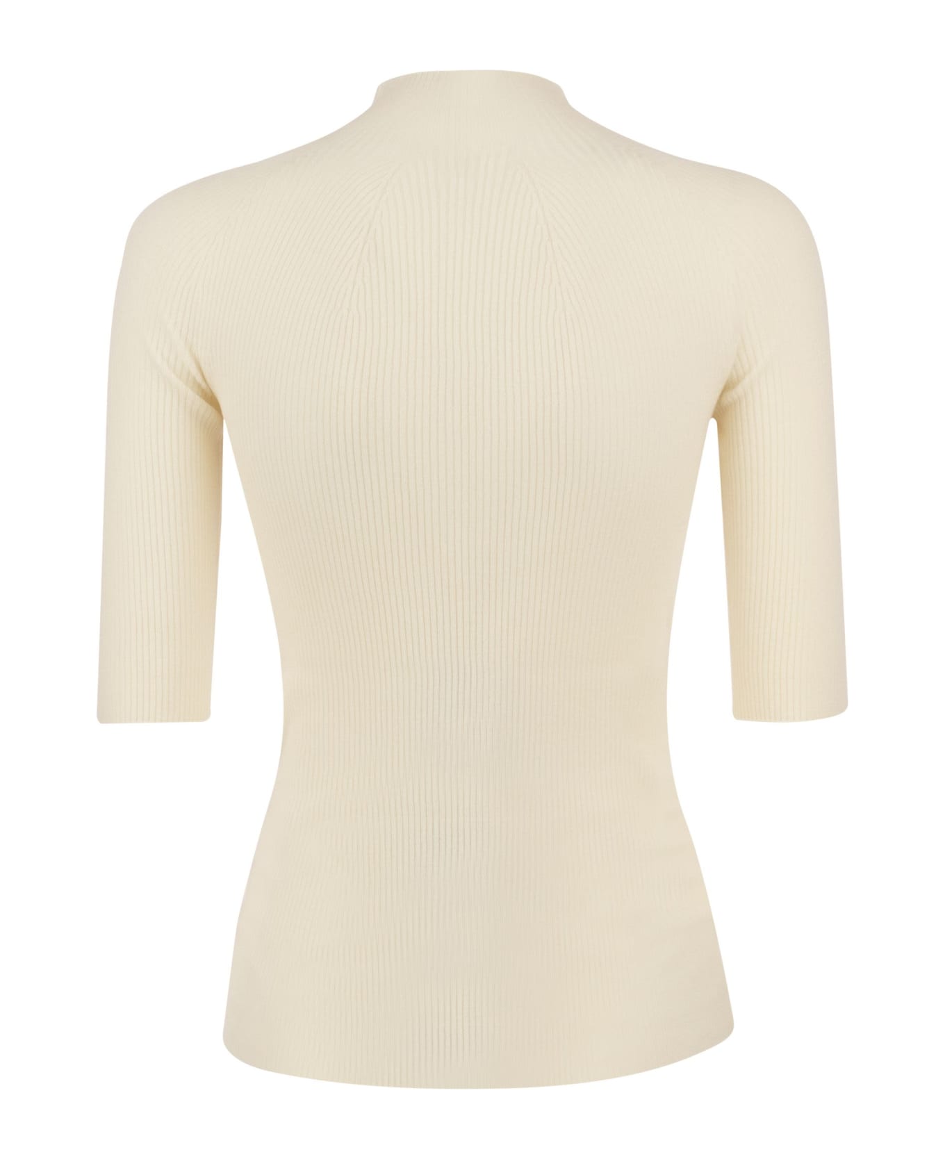 Peserico Tricot Jersey With Half Sleeves - Cream