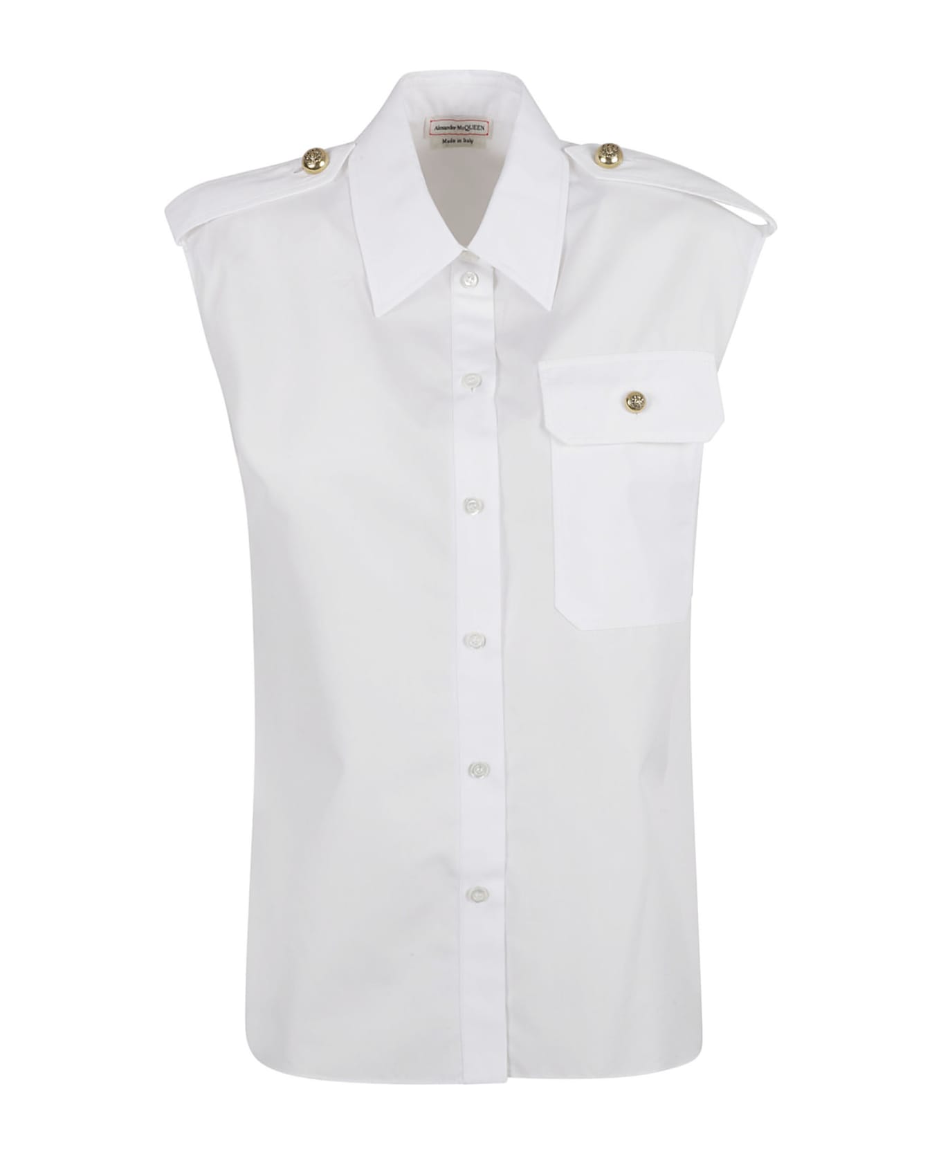 Alexander McQueen Button Embellished Sleeveless Shirt