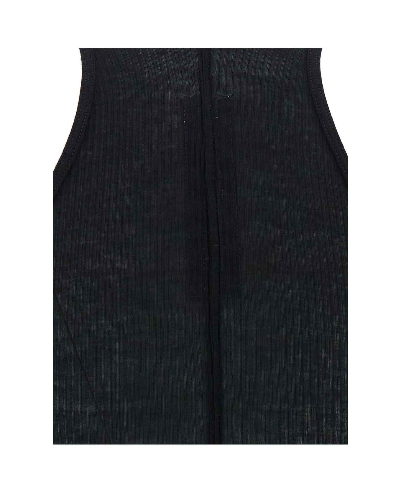 Rick Owens Black Ribbed Tank Top With Curved Hem In Viscose And Silk Blend Woman - BLACK タンクトップ