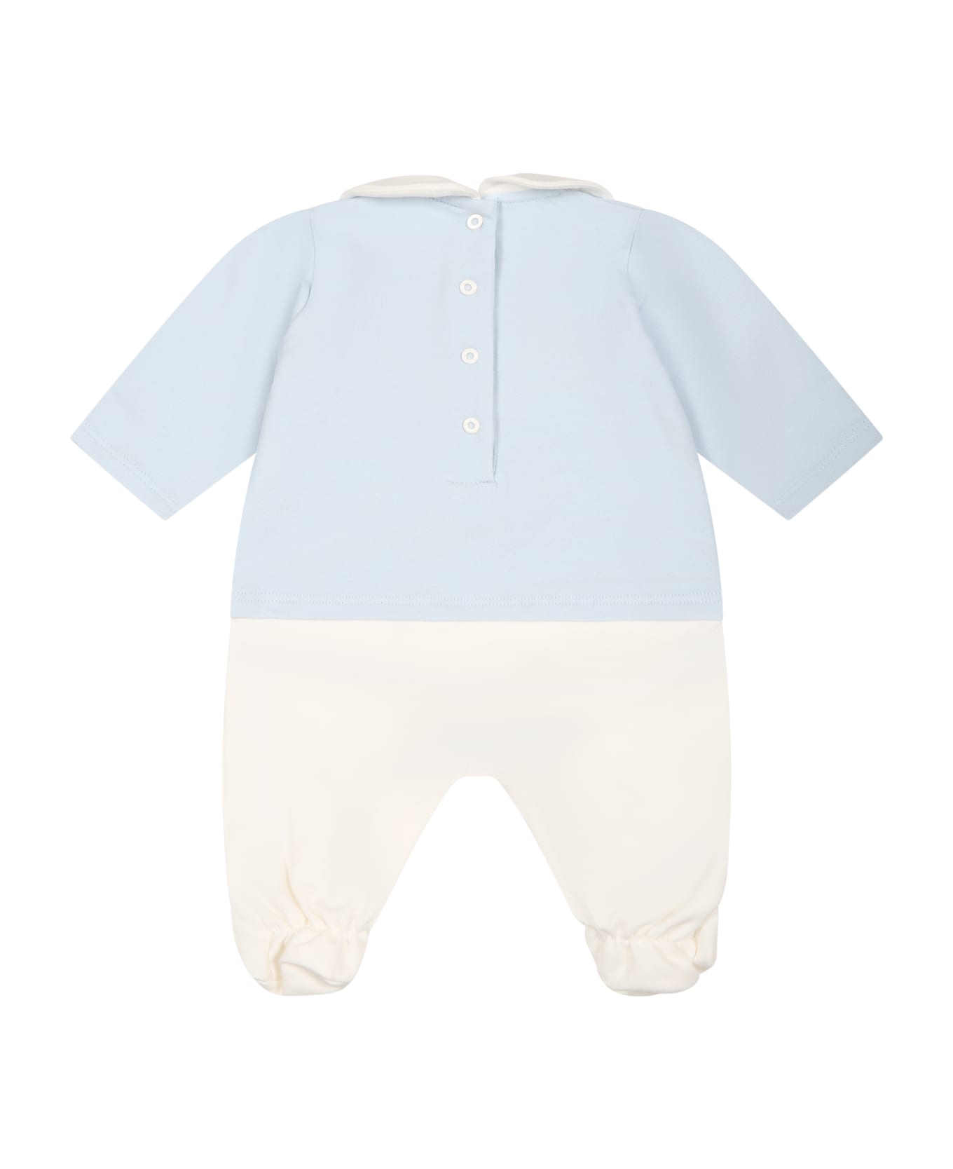 Fendi Light Blue Set For Baby Girl With Logo - Light Blue ボディスーツ＆セットアップ