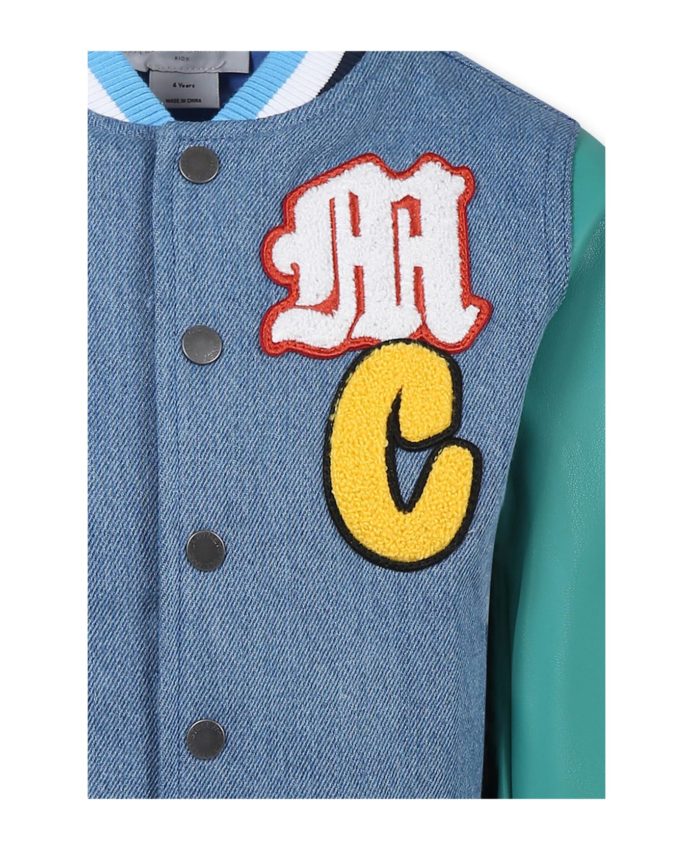 Stella McCartney Kids Denim Bomber Jacket For Boy With Embroidery - Denim