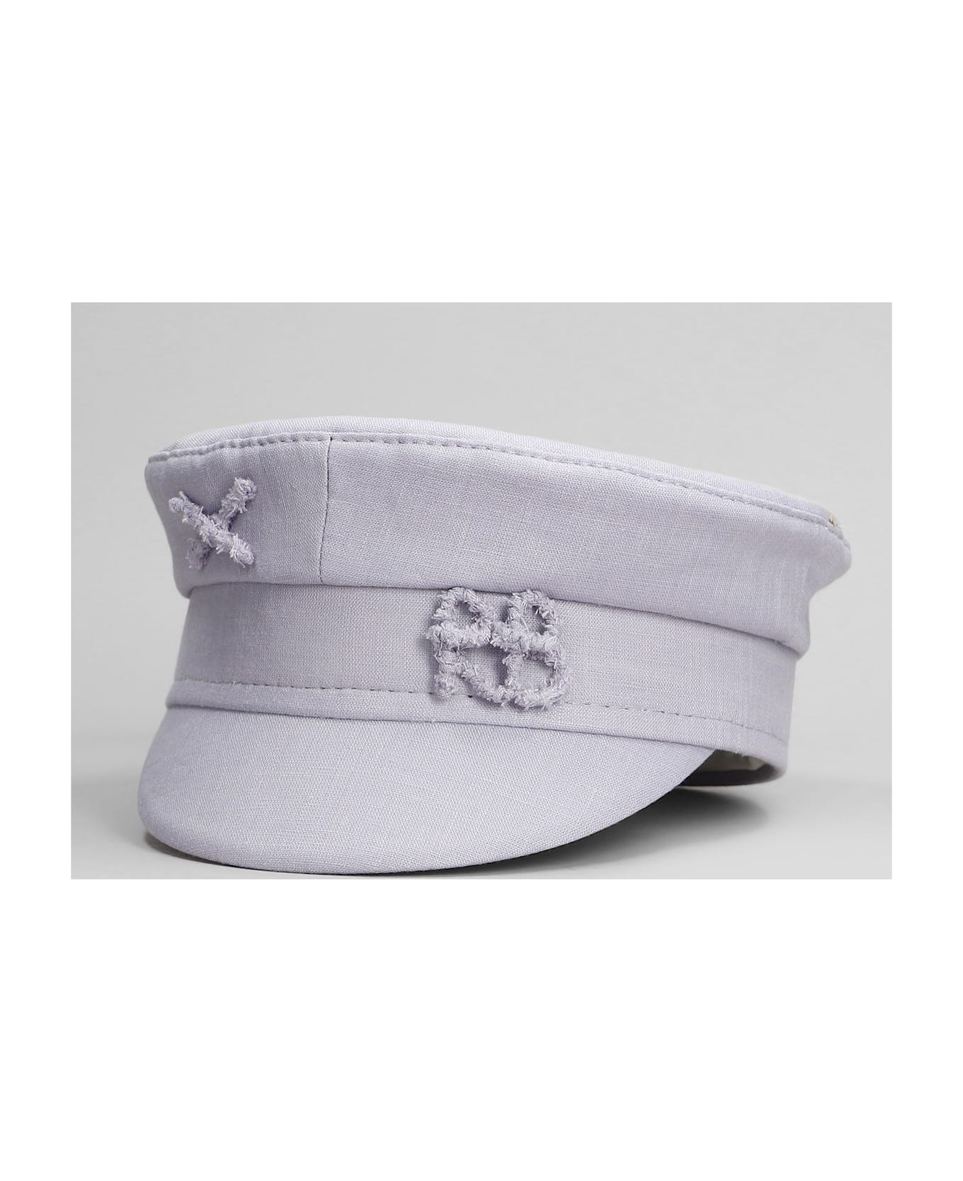 Ruslan Baginskiy Baker Boy Hats In Viola Linen - Viola