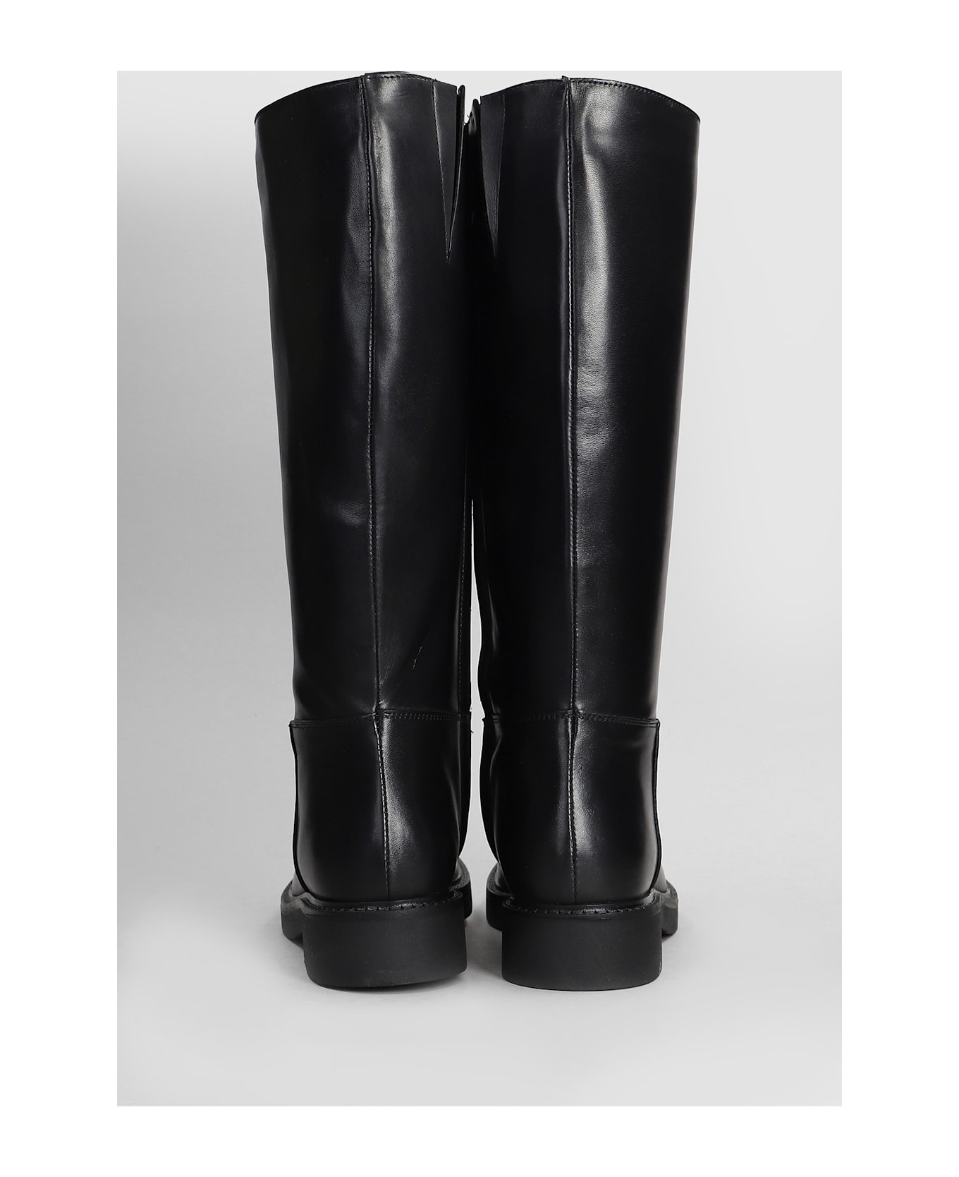 Julie Dee Low Heels Boots In Black Leather - black