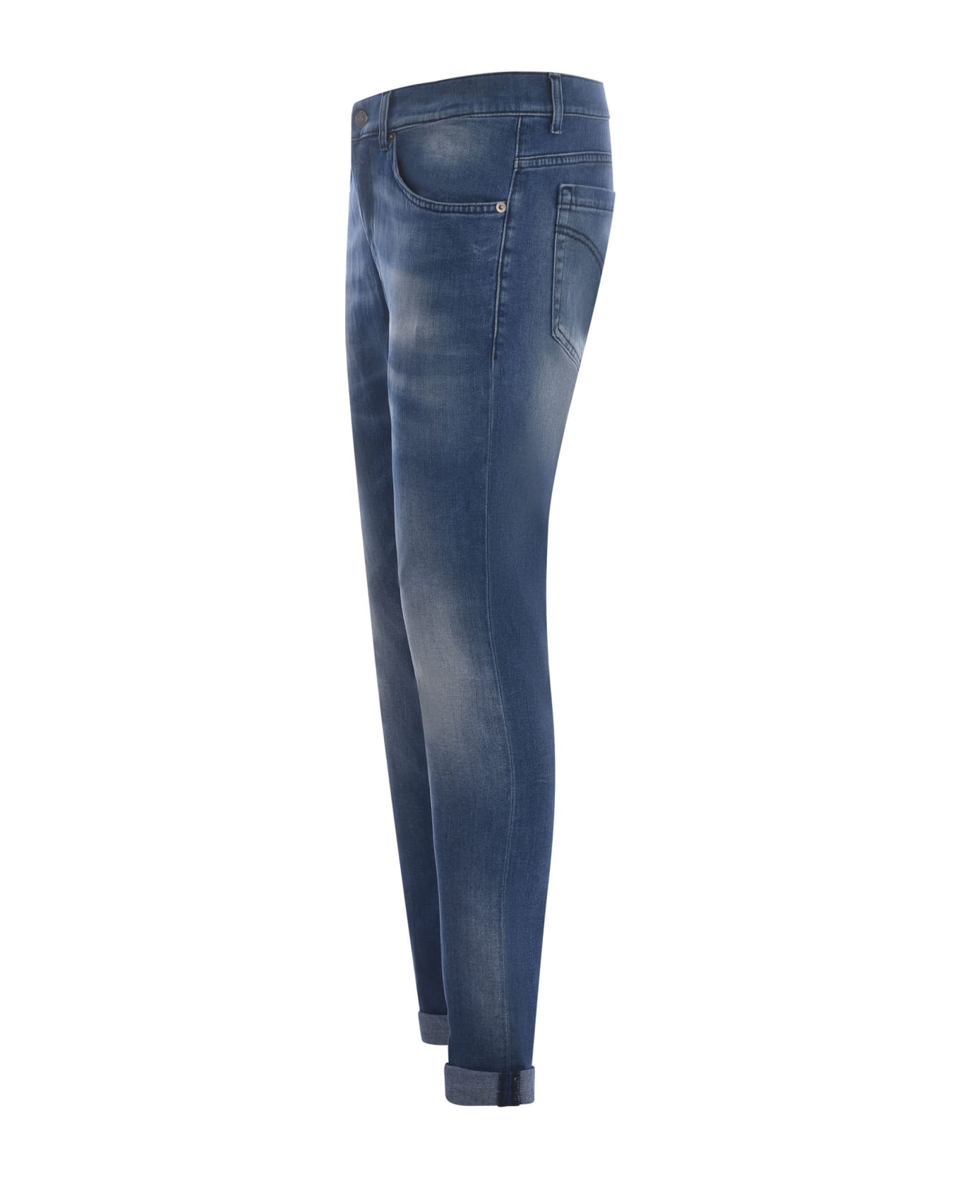 Dondup George Skinny Jeans In Medium Blue Stretch Denim - Blue