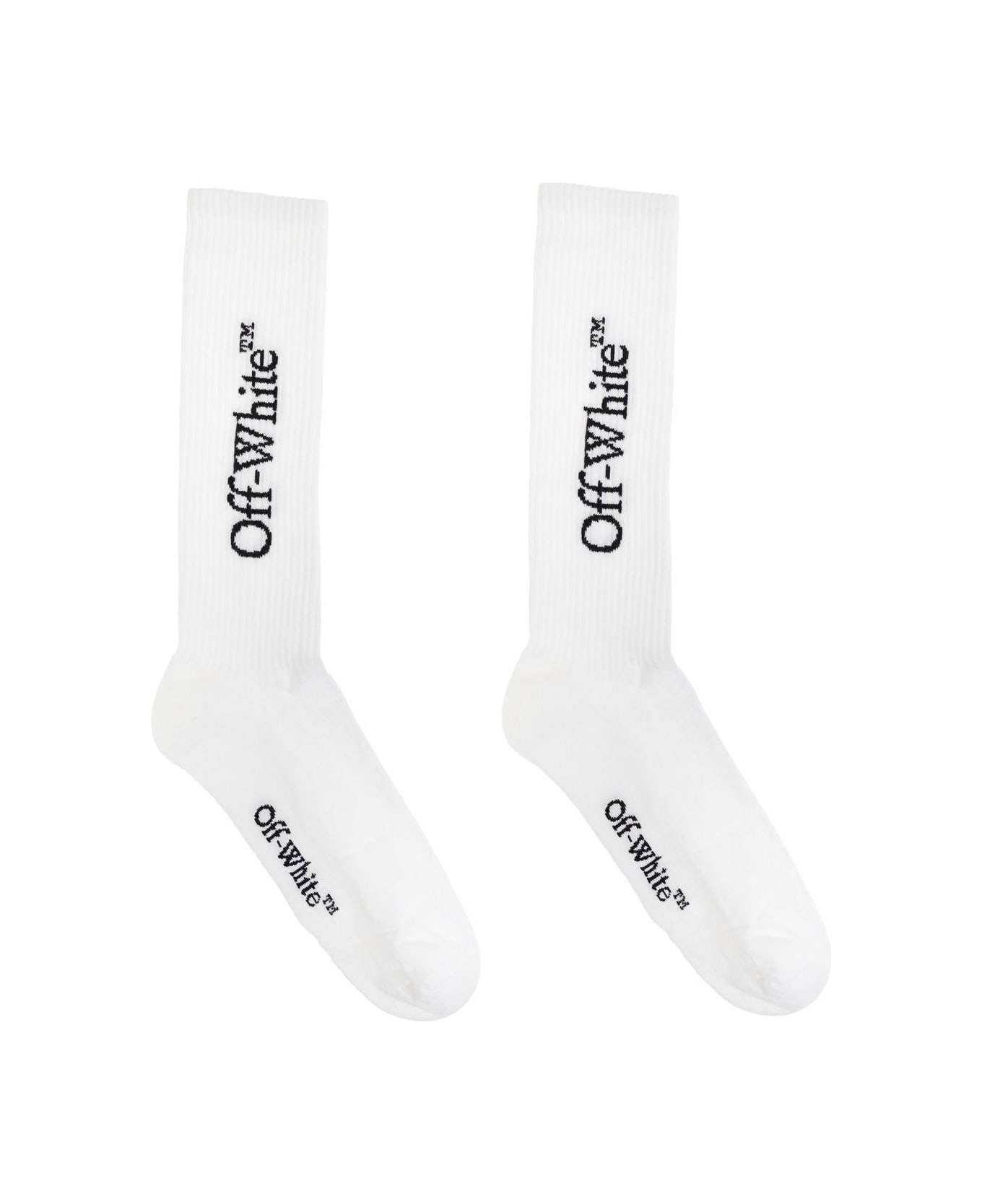 Off-White Logo Intarsia Ribbed Socks - Black