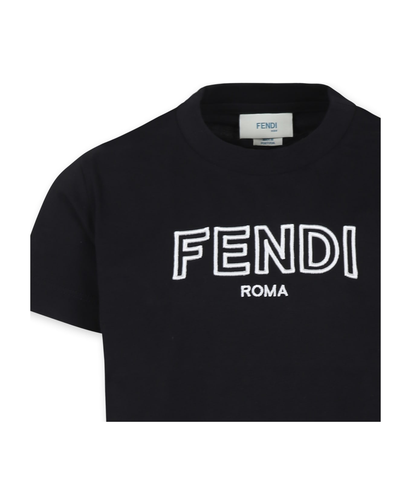 Fendi Black T-shirt For Kids With Fendi Logo - Black