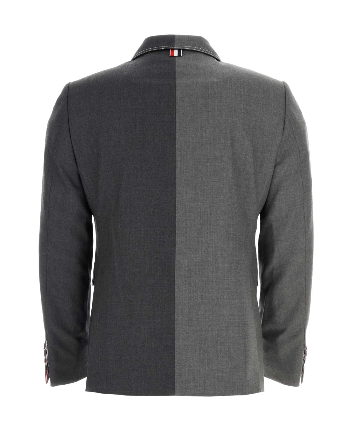 Thom Browne Two-tone Twill Blazer - MEDGREY