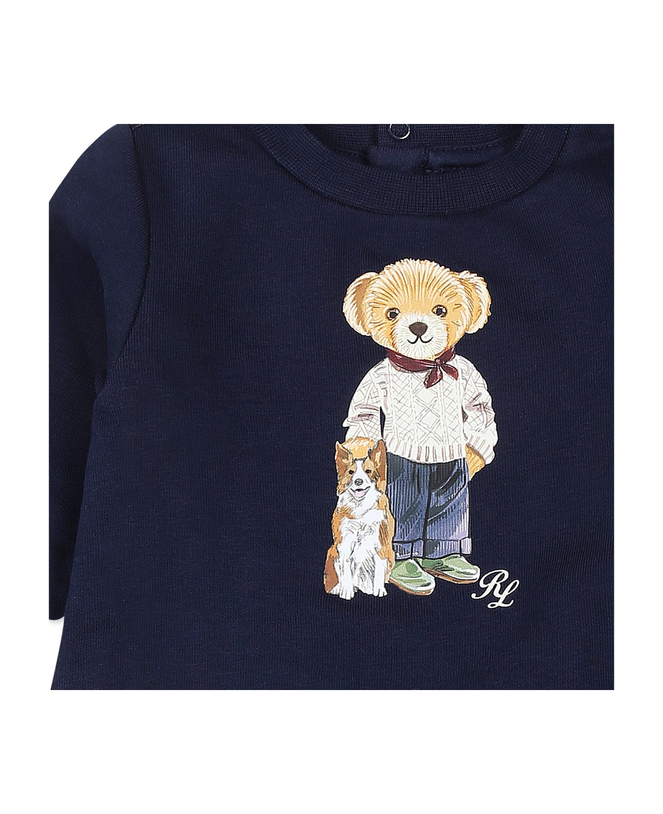 Ralph Lauren Blue Babygrow For Baby Boy With Polo Bear - Blue