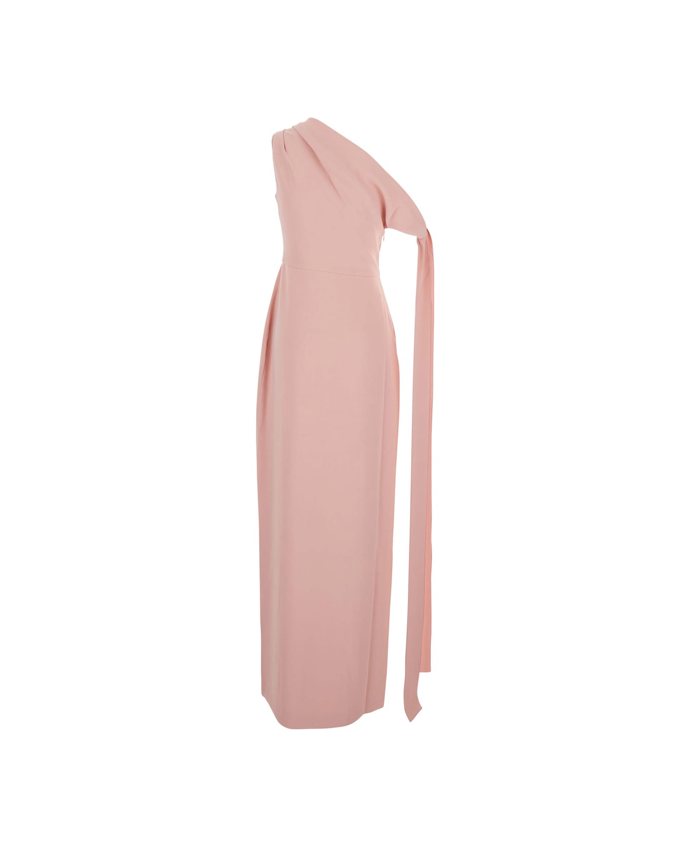 Solace London 
irina
 Pink One-shoulder Long Dress With Draped Neckline In Fabric Woman - Pink