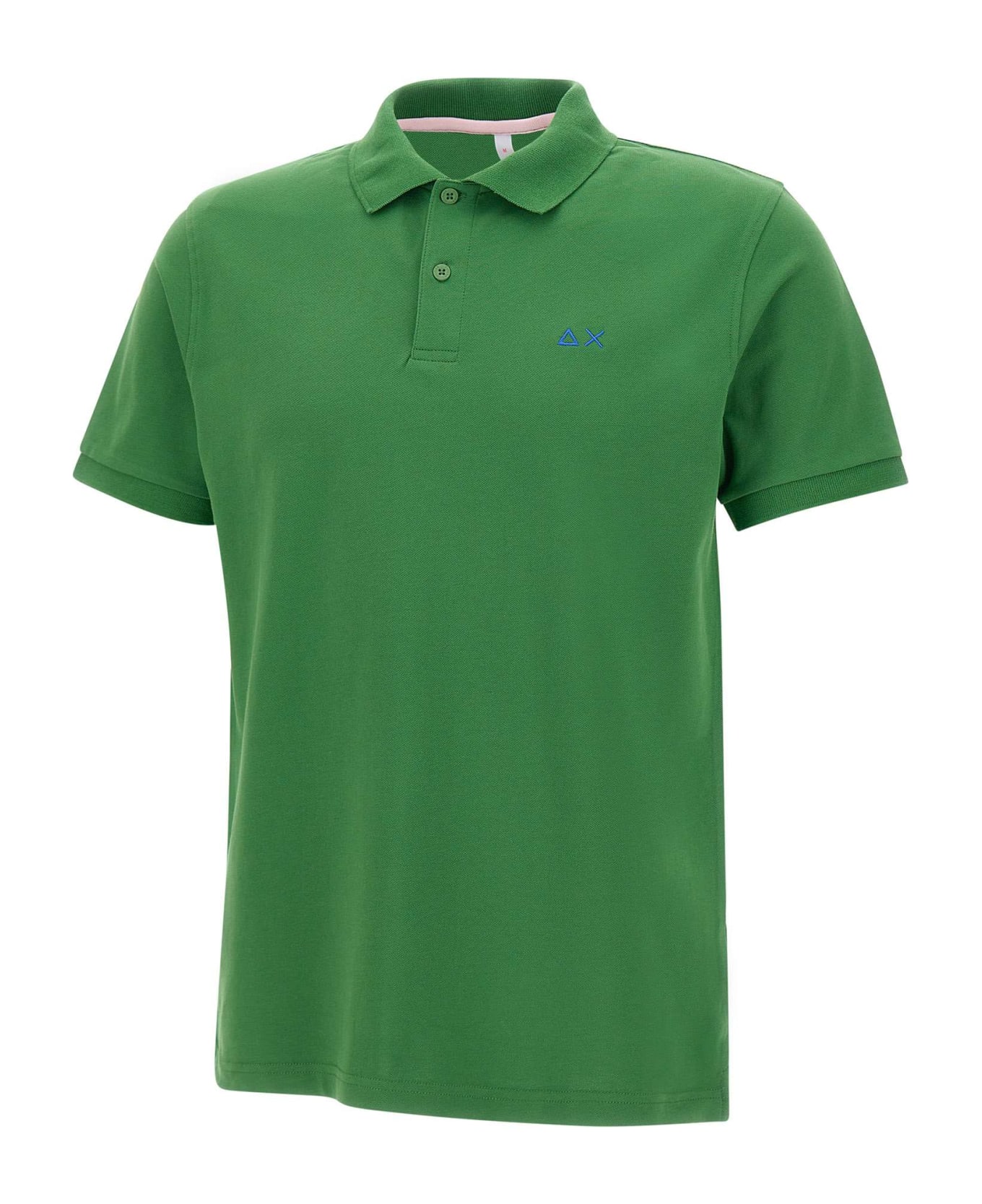 Sun 68 "solid" Piquet Cotton Polo Shirt - GREEN