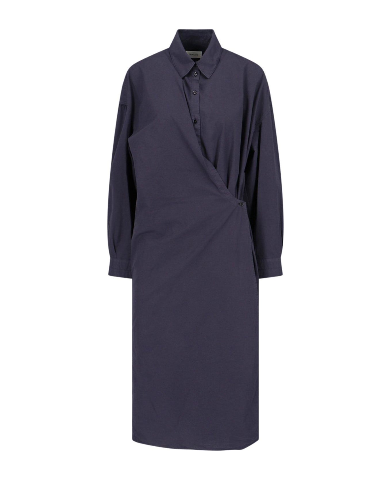 Lemaire Long Sleeved Wrapped Midi Dress - BLUE