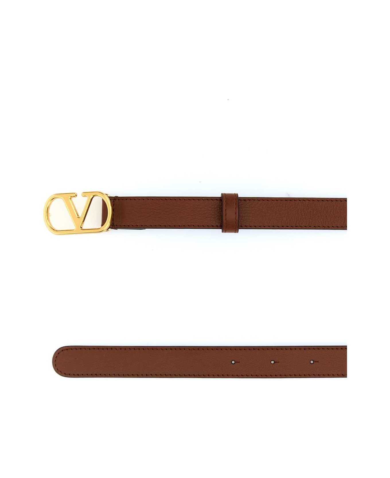 Valentino Garavani Caramel Leather Vlogo Belt - DEEPCARAMEL