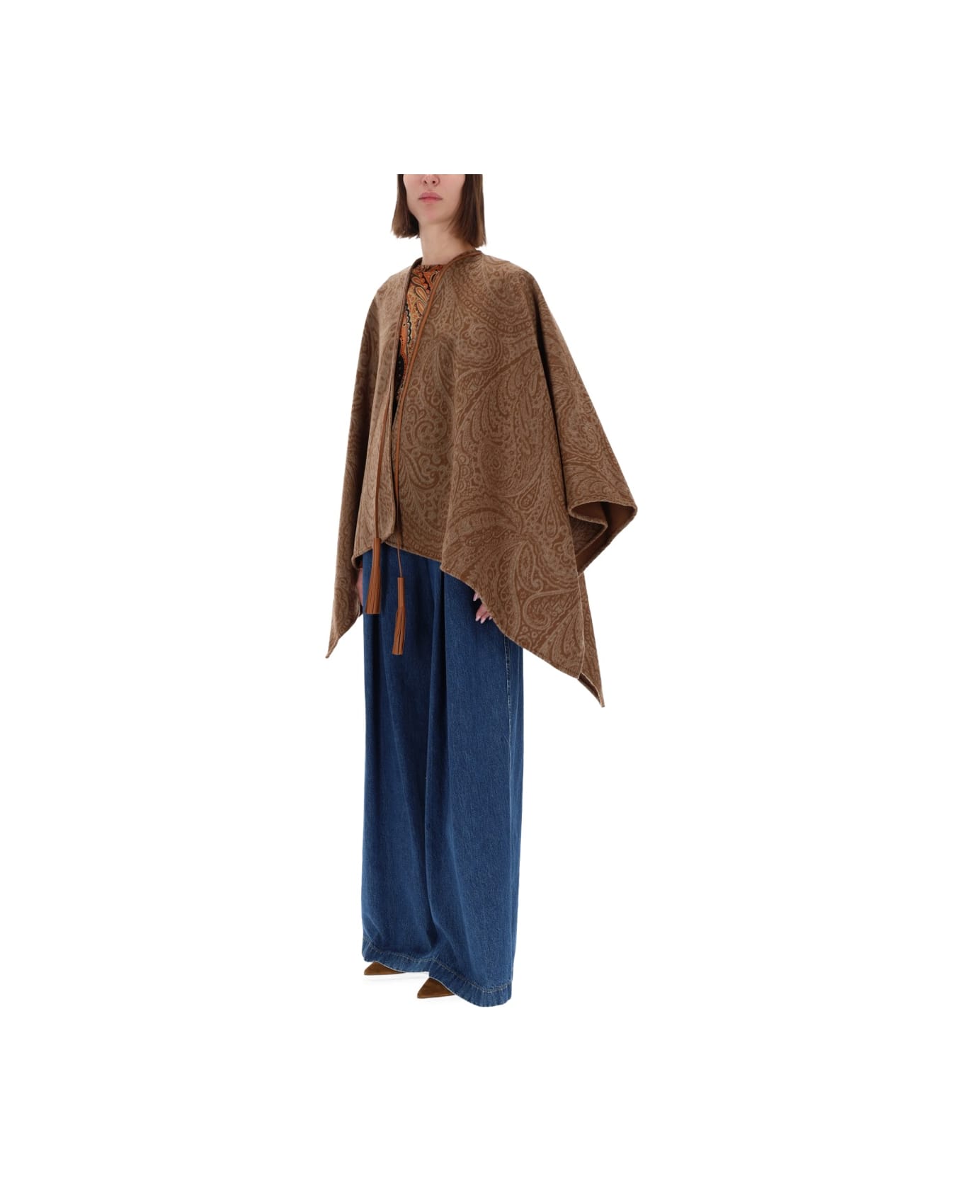 Etro Wool And Cashmere Cape - BROWN