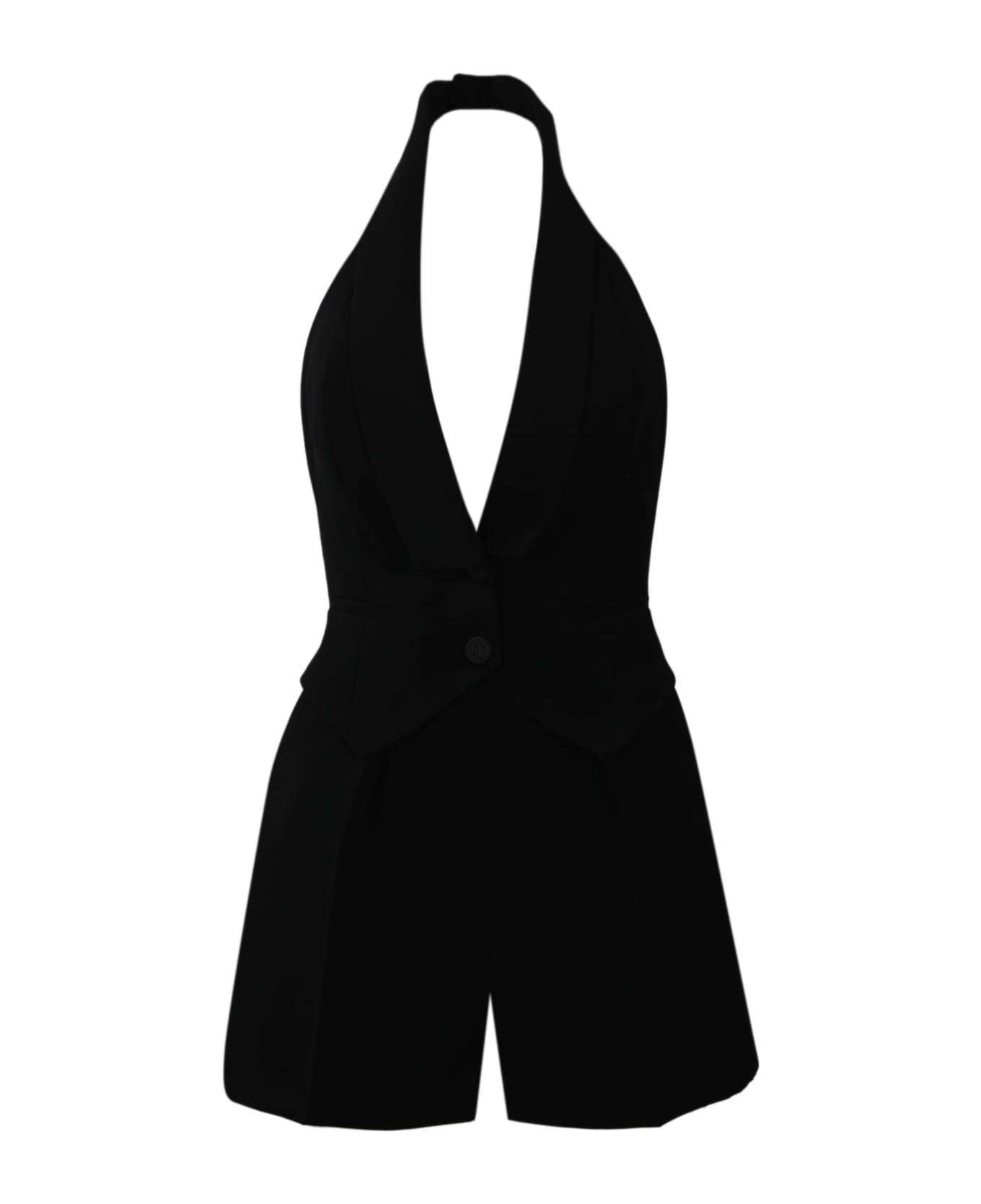 Elisabetta Franchi Short Crepe Jumpsuit With Vest - Nero