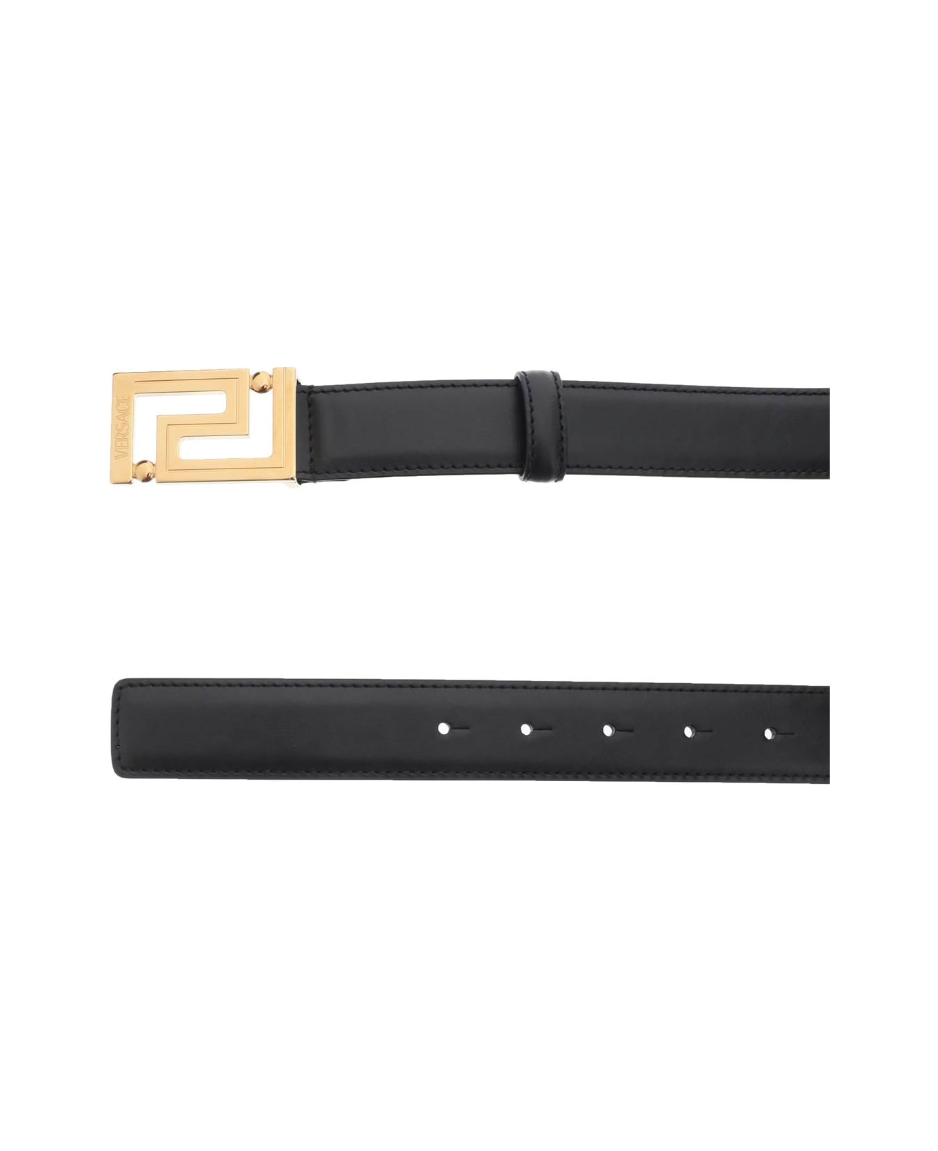 Versace Black 'greca' Belt - Nero - Oro Versace ベルト
