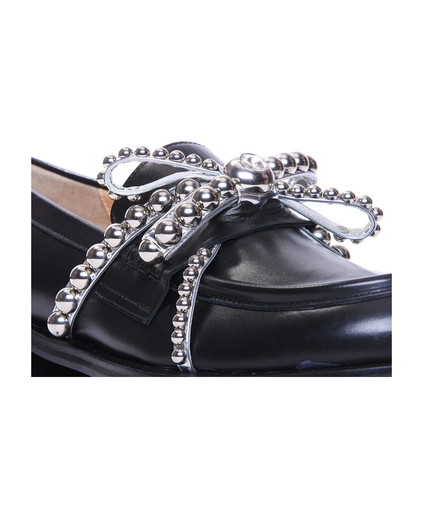 Mach & Mach Crystal Studs Loafers - Black