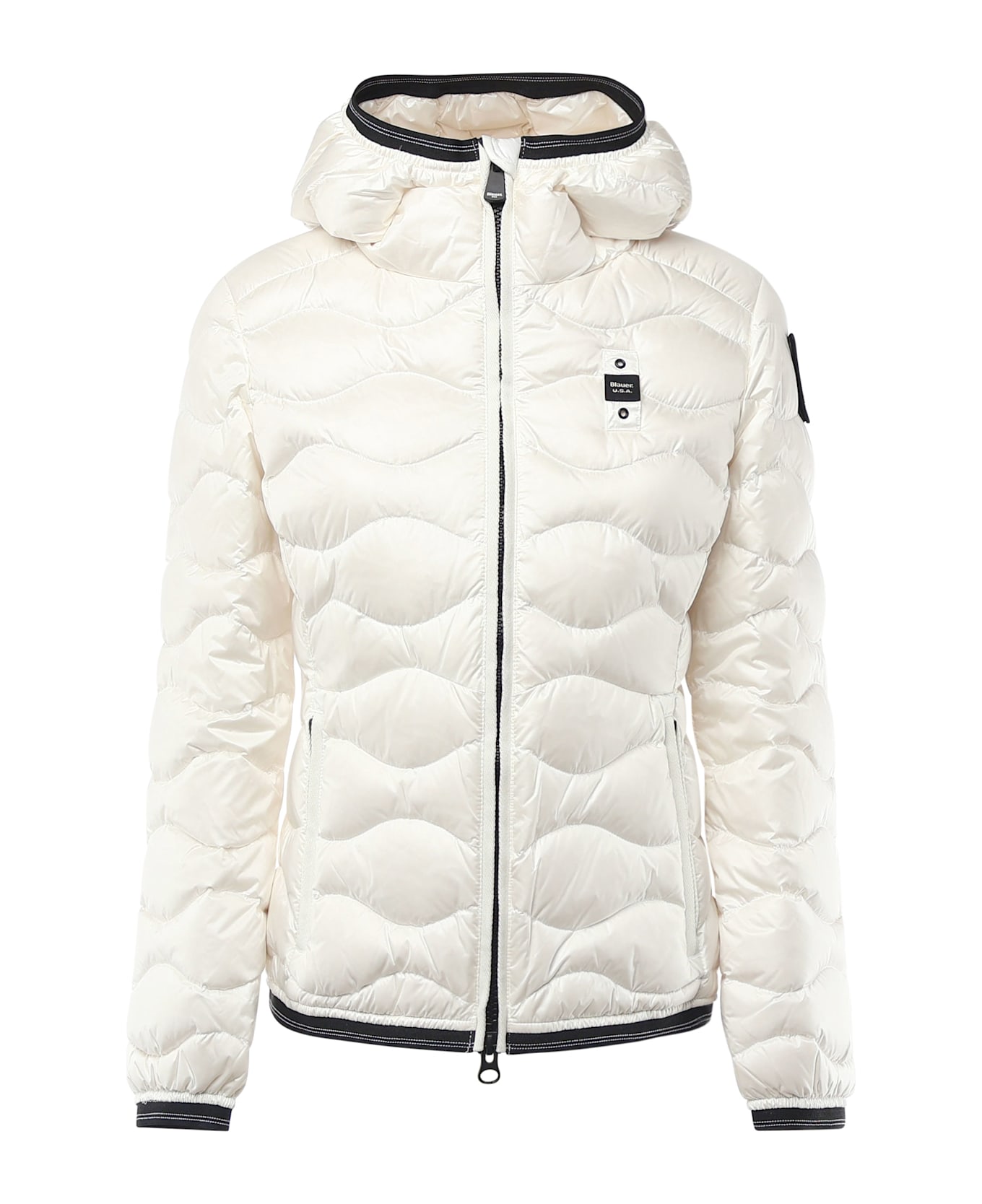 Blauer Wave Pattern Down Jacket Camelia - White