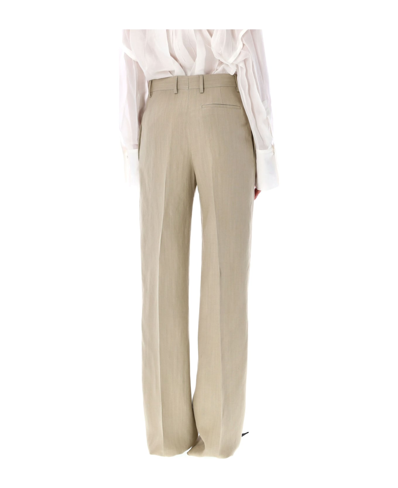 Ferragamo Linen Blend Tailored Trousers - BEIGE STONE ボトムス