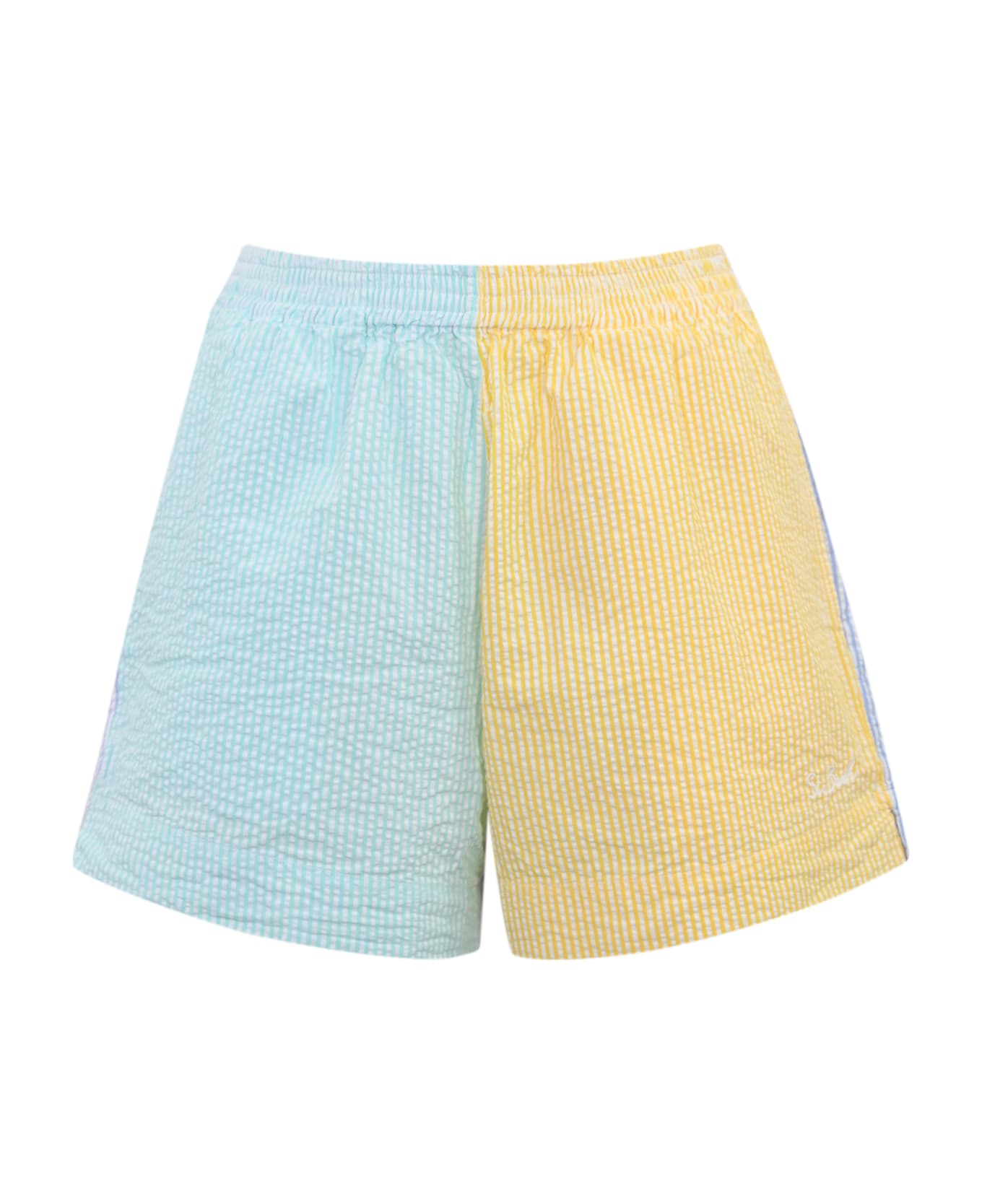 MC2 Saint Barth Meave Shorts In Seersucker Cotton - Multicolor