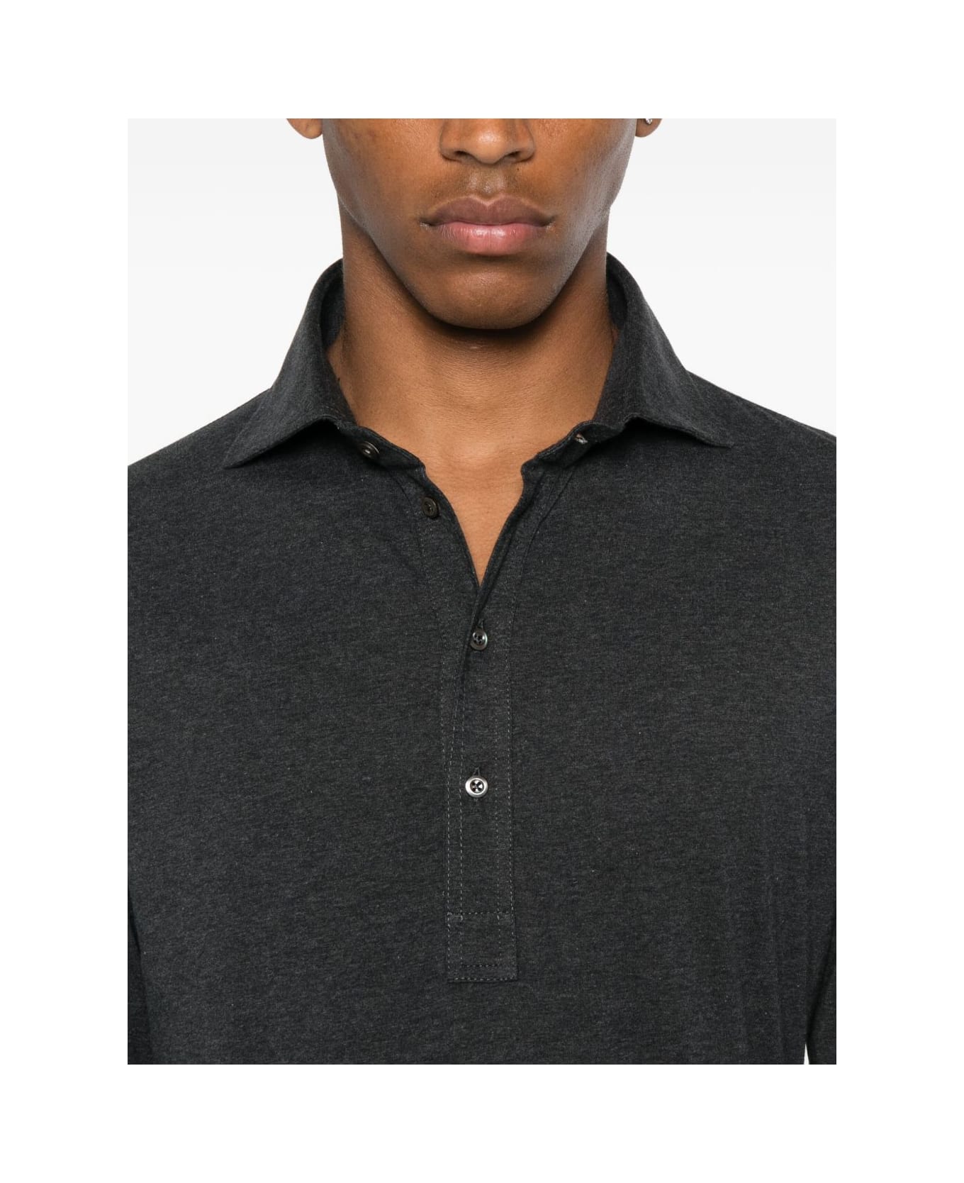 Brunello Cucinelli Long-sleeved Polo - Grey