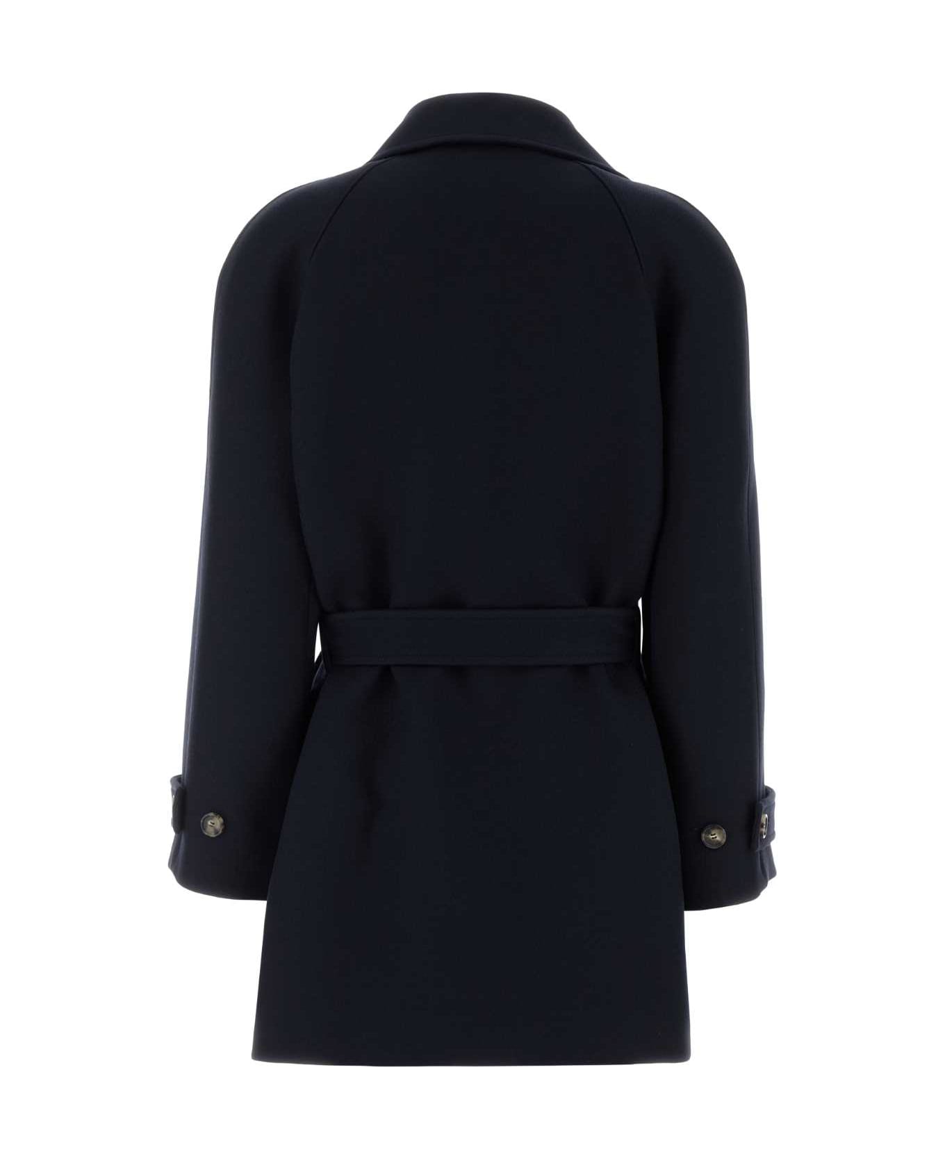 Loewe Navy Blue Wool Blend Coat - NAVYBLUE